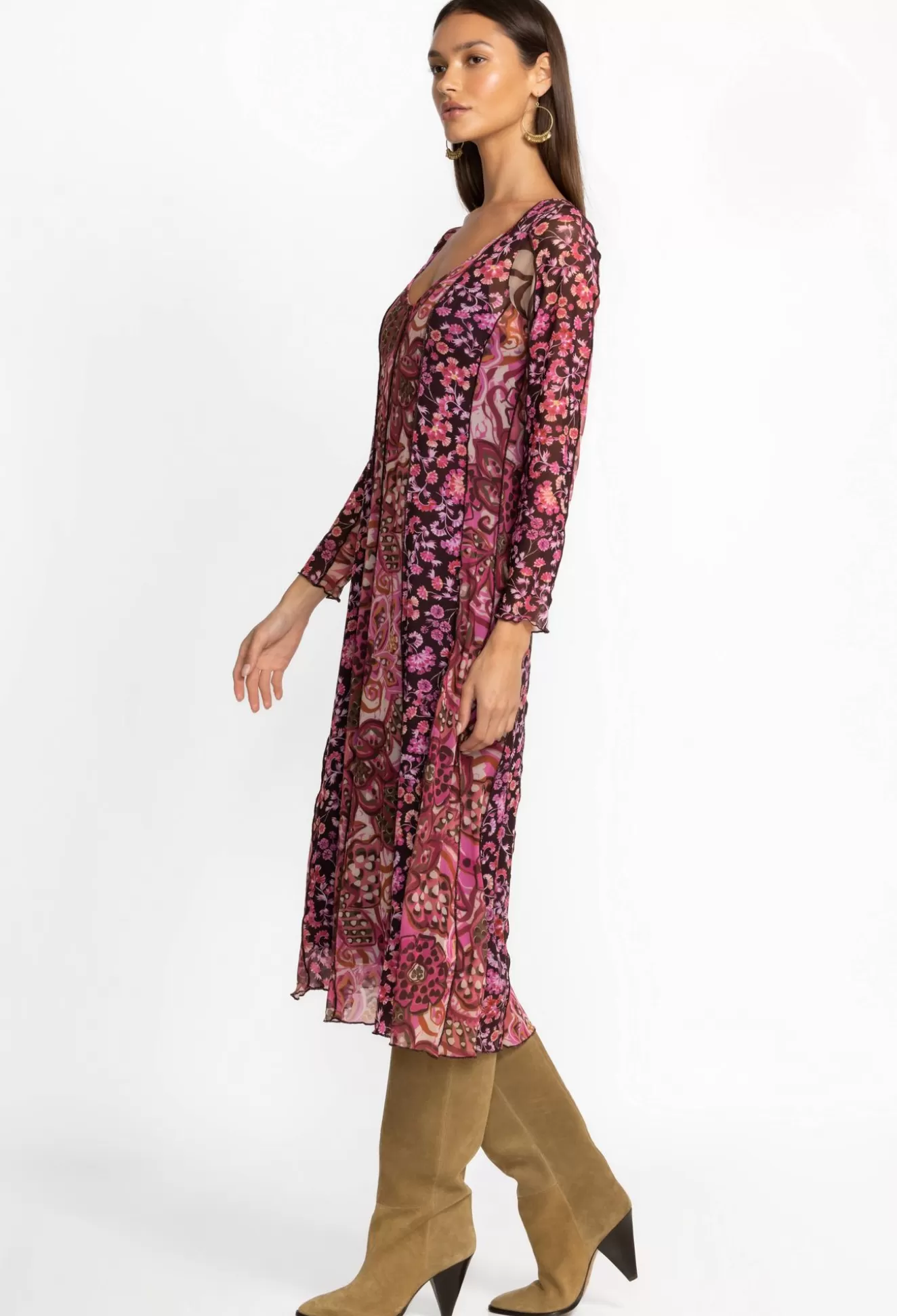 Dresses>Johnny Was Agatha Mesh Midi Dress Multi