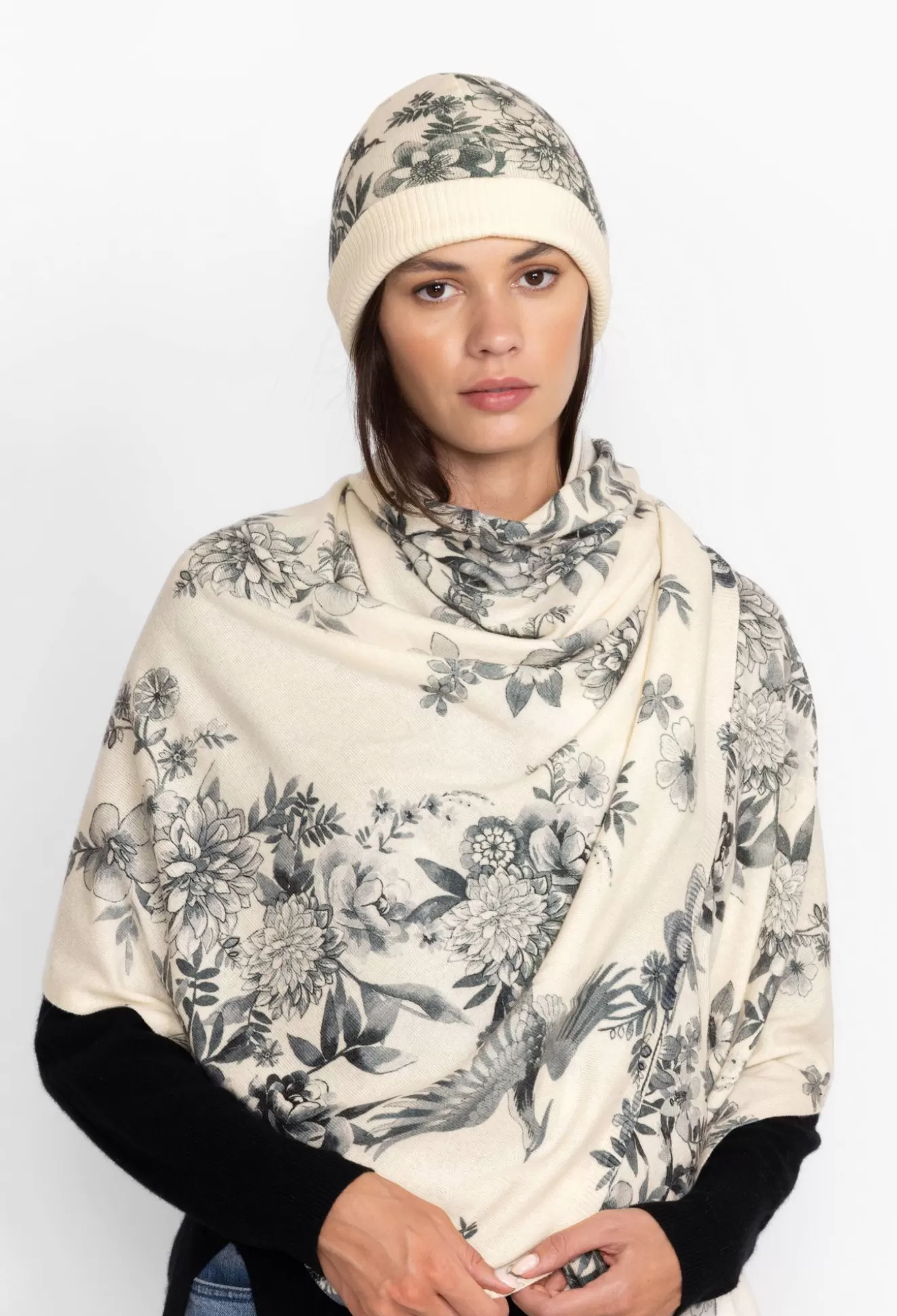 Fashion Accessories>Johnny Was Anahi Printed Beanie Ivory Dreamer