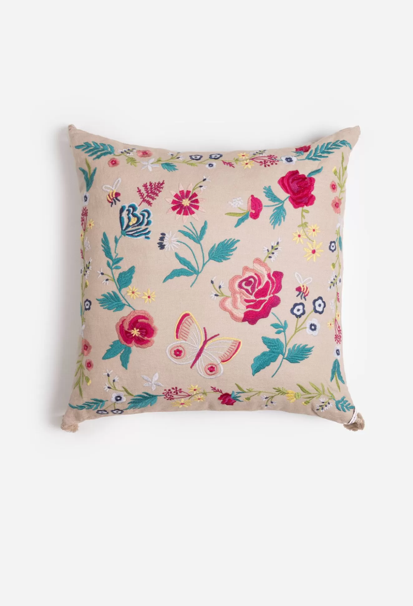 Home Accessories>Johnny Was Arla Linen Embroidered Pillow French Macaroon