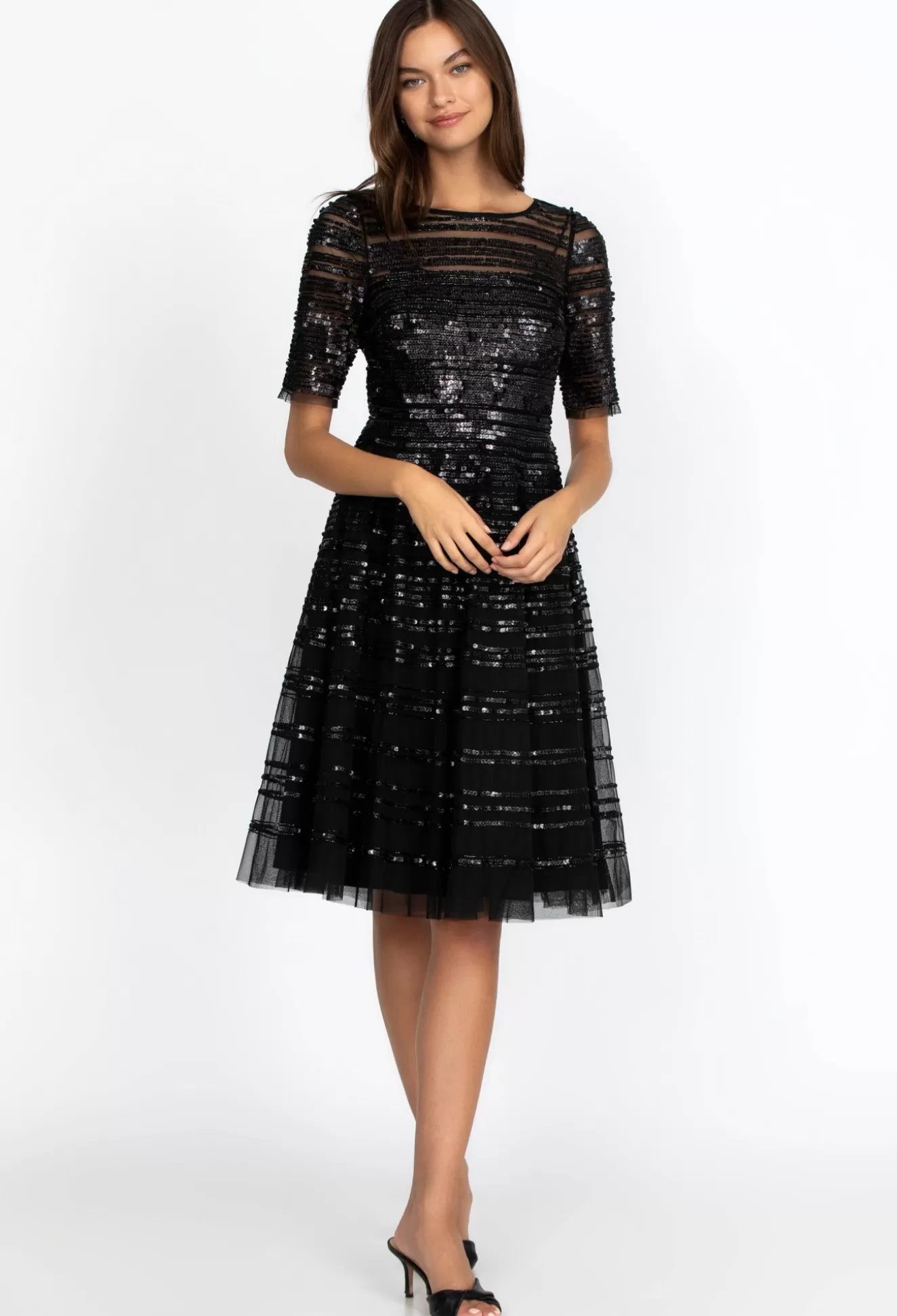 Dresses>Johnny Was Beaded Mesh Dress Black