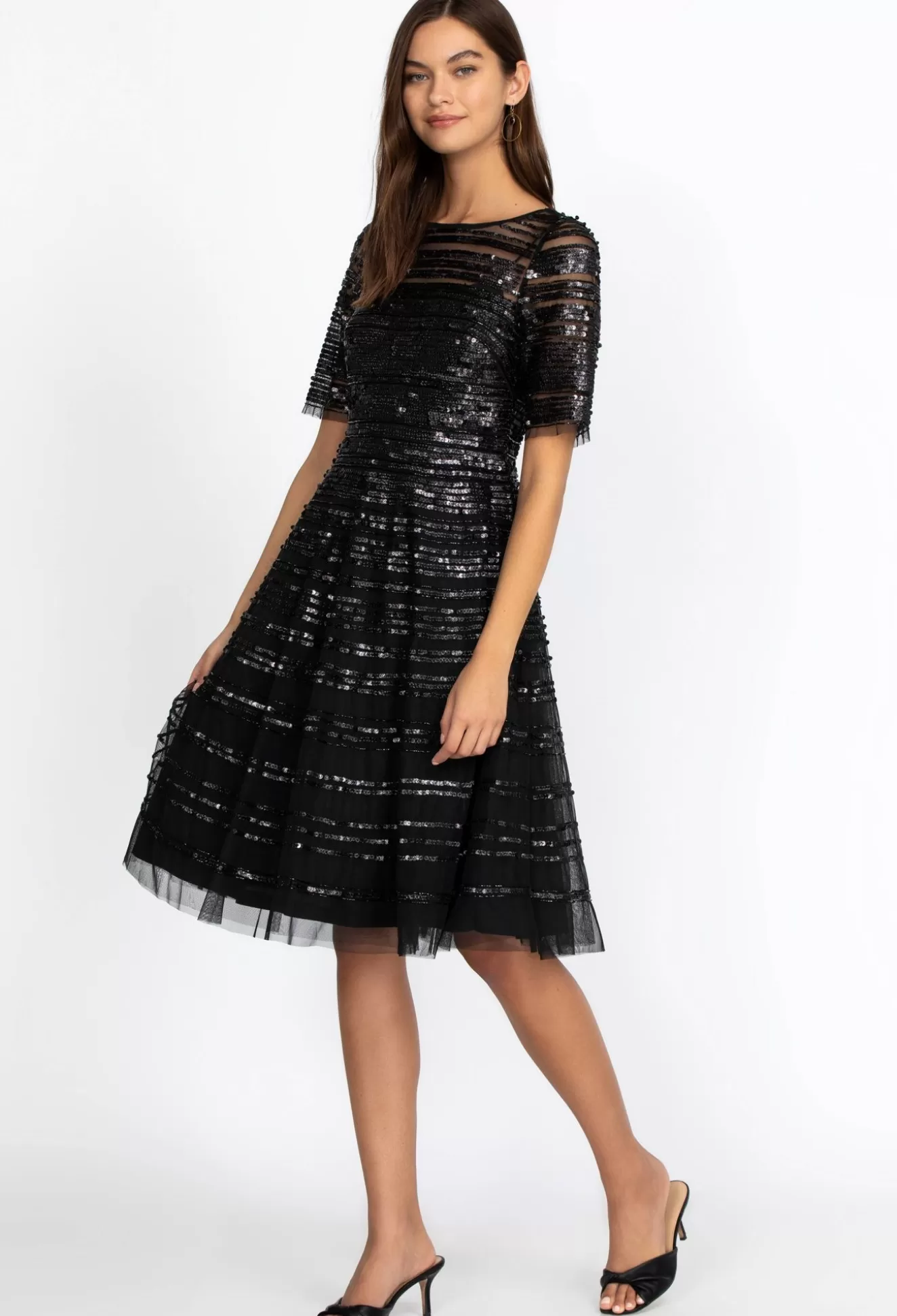 Dresses>Johnny Was Beaded Mesh Dress Black