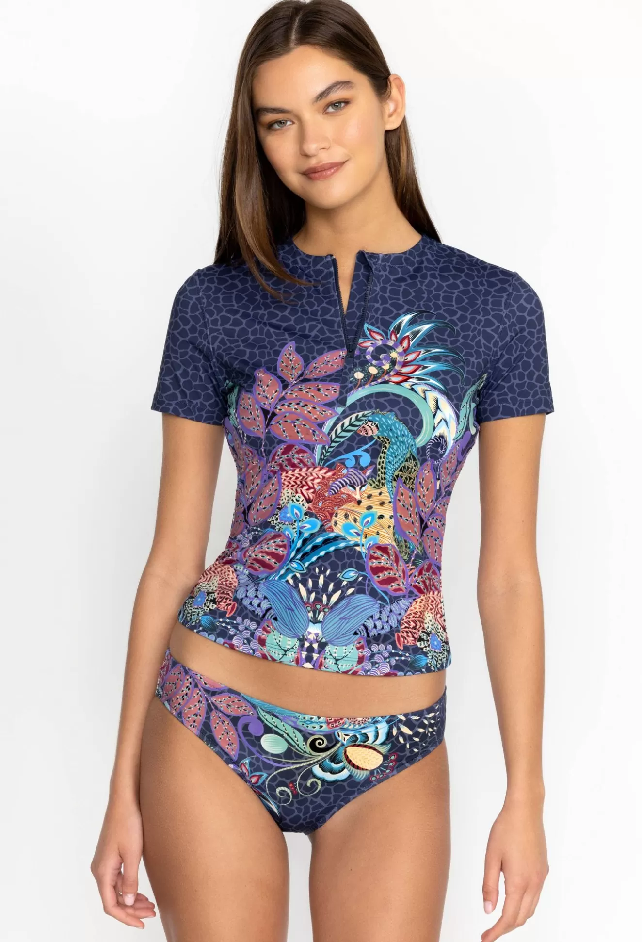Swim & Resort>Johnny Was Black Royal Cut Out Back Surf Shirt Multi