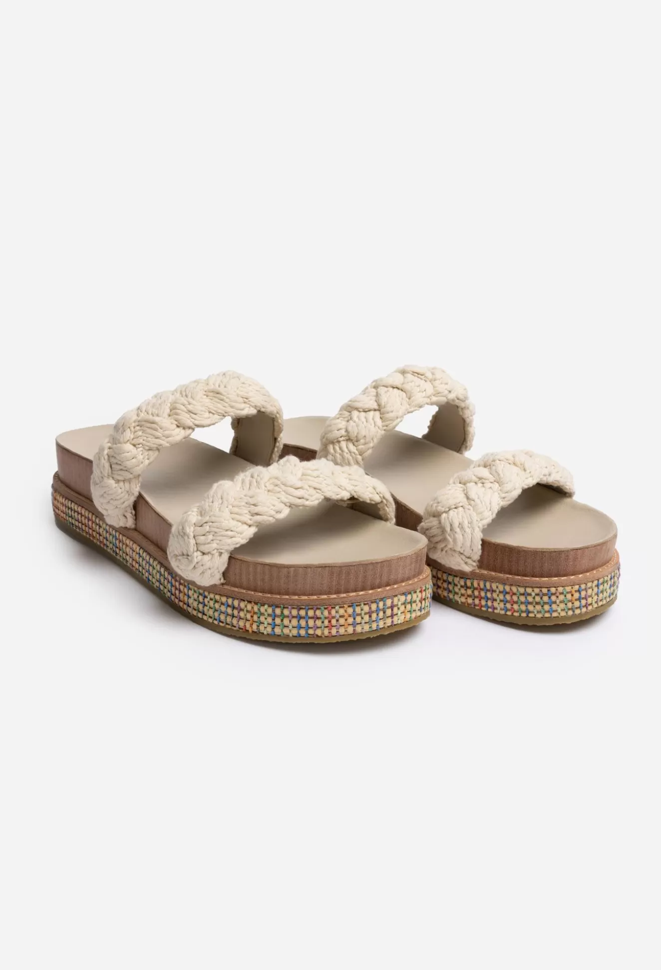 Shoes>Johnny Was Braided Rope Sandal - Cream Multi