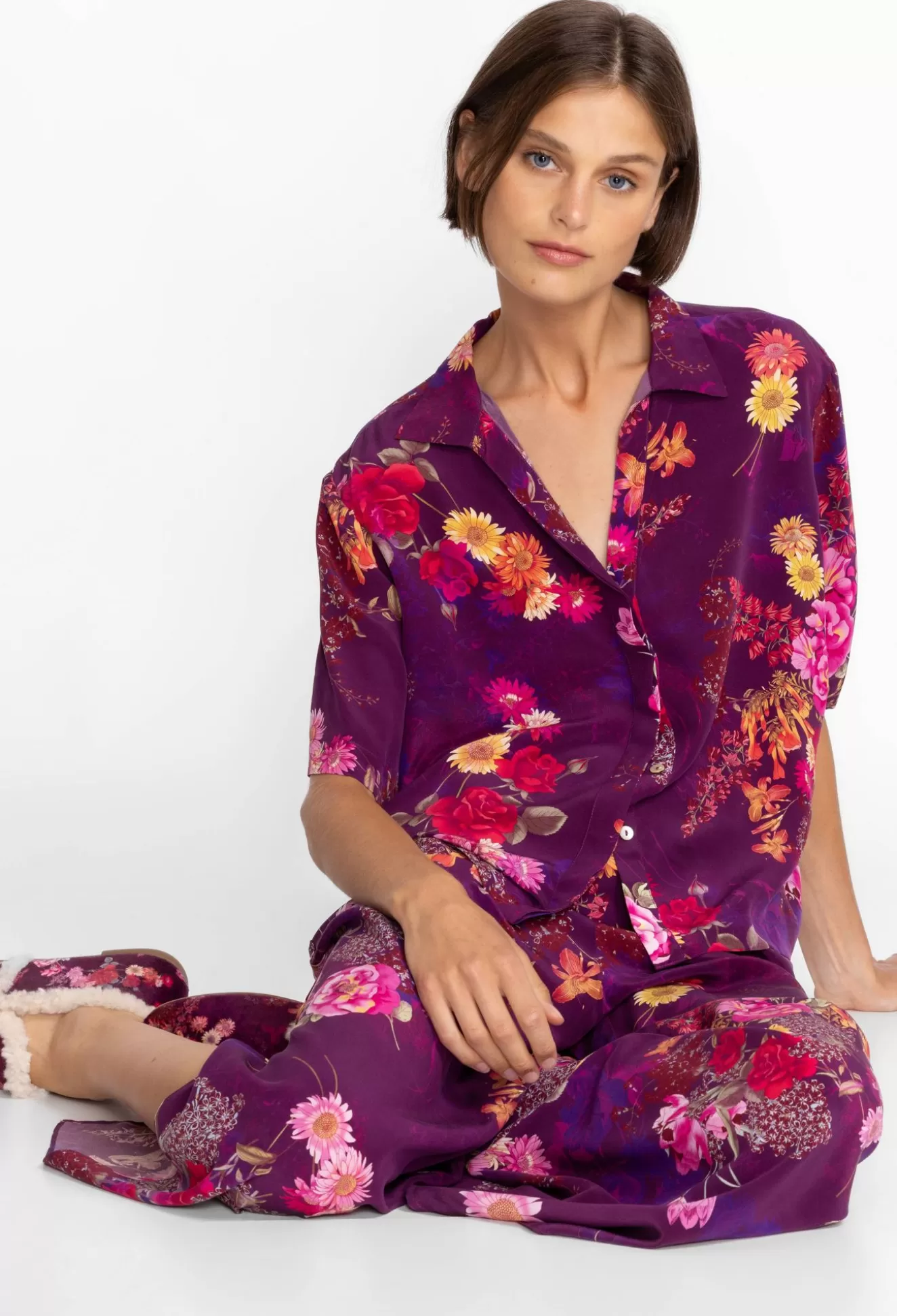 Sleepwear>Johnny Was Brooklyn Long Set - Sweet Bouquet Multi
