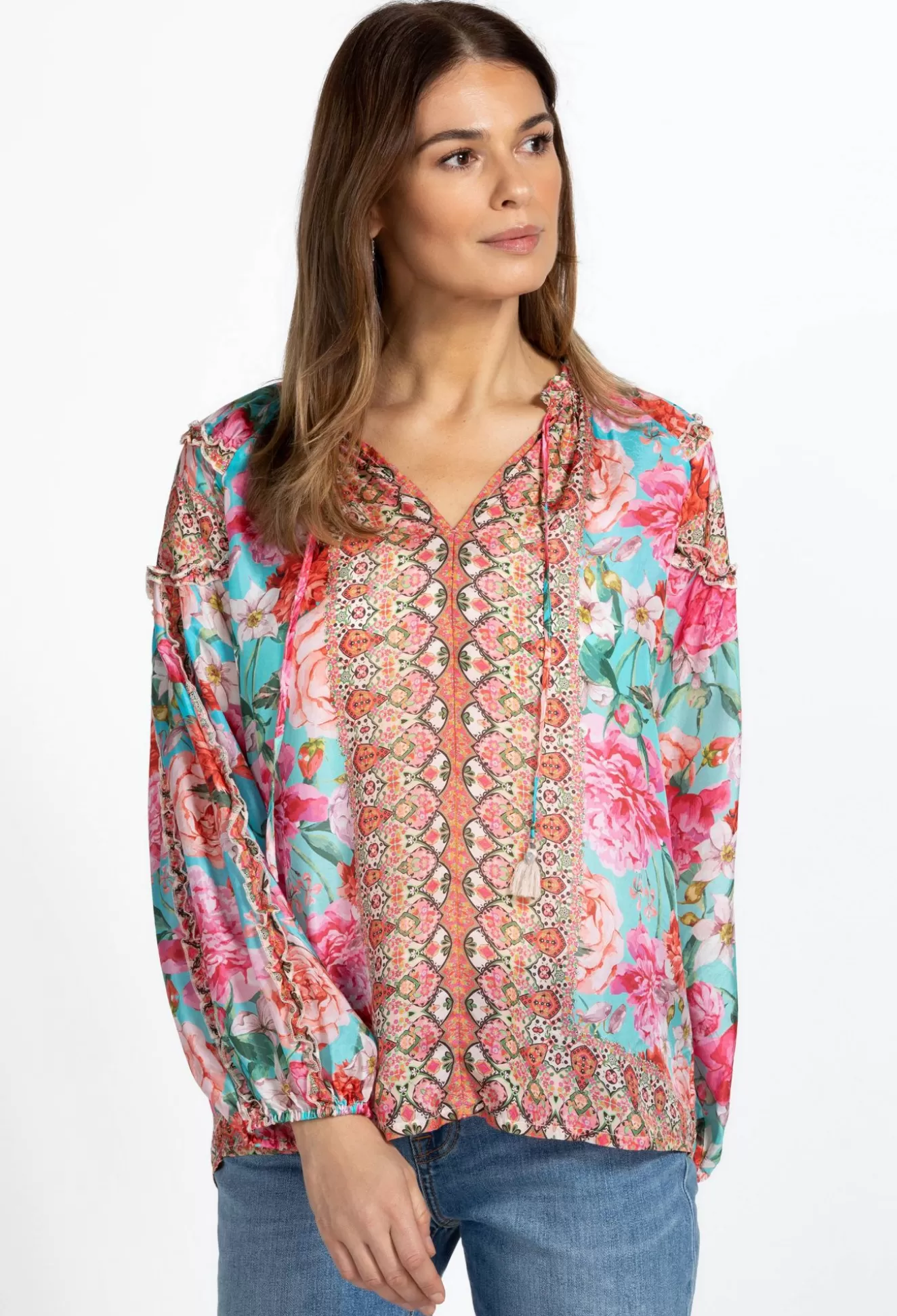 Tops>Johnny Was Burnout Yrene Blouse Minto