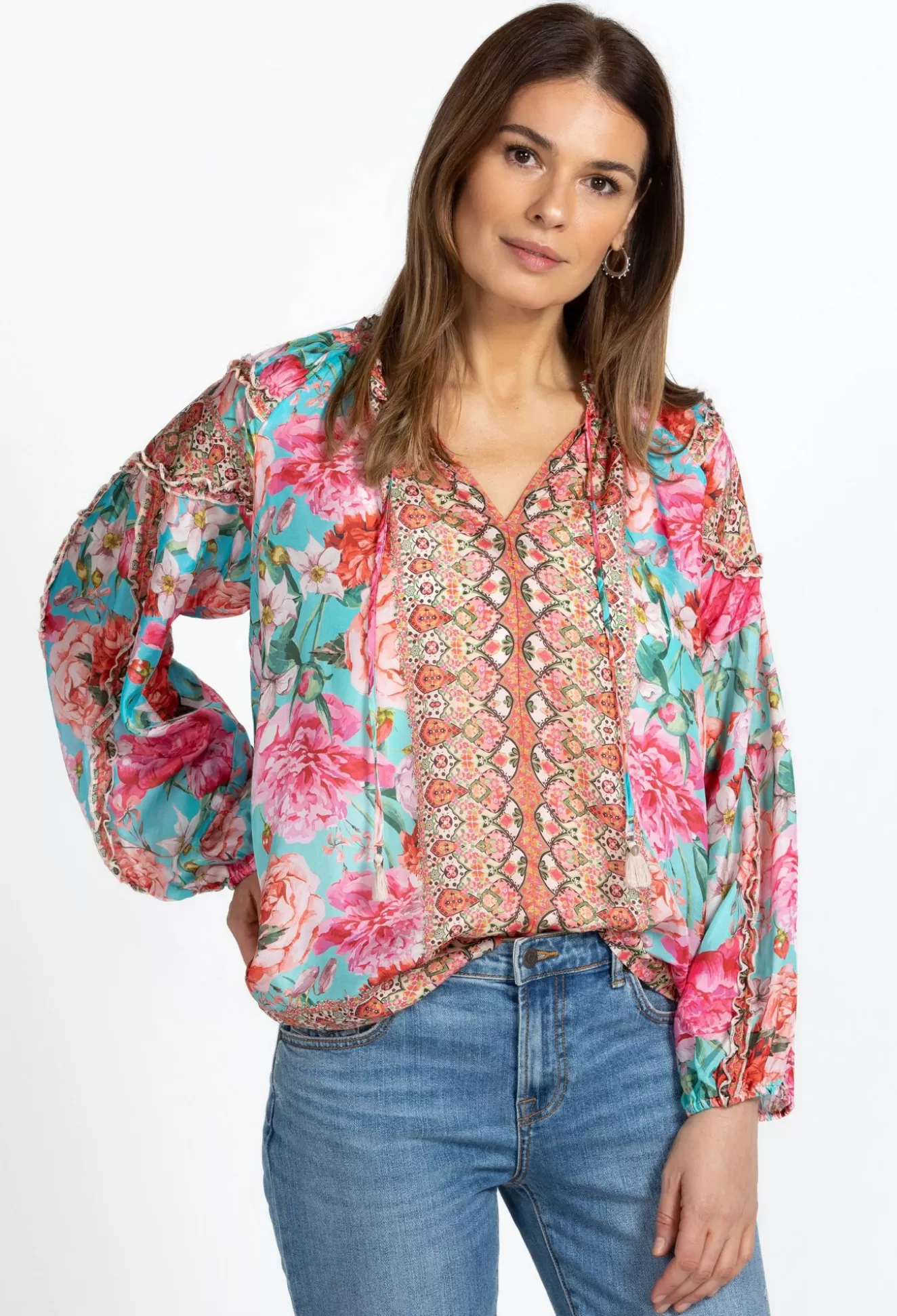 Tops>Johnny Was Burnout Yrene Blouse Minto