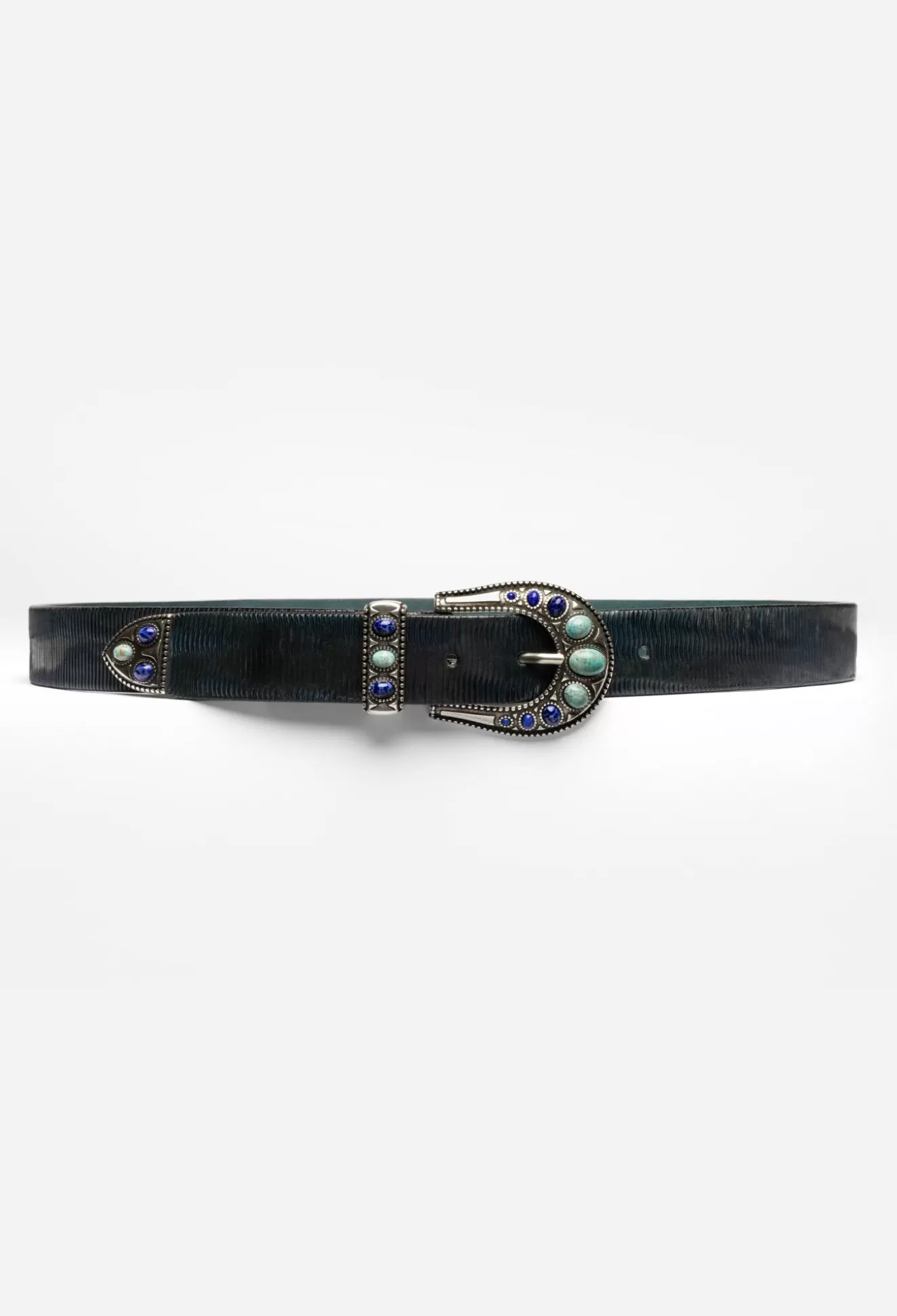 Fashion Accessories>Johnny Was Calcolo Italian Leather Belt Navy