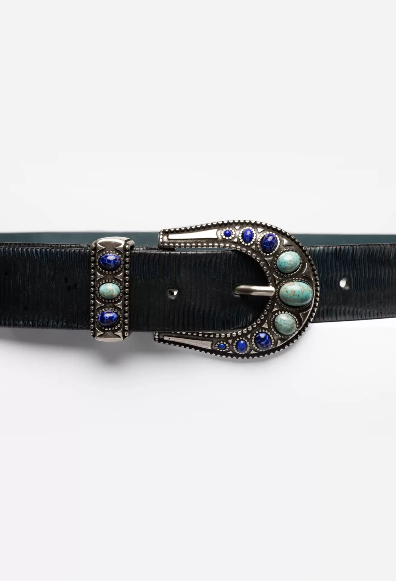 Fashion Accessories>Johnny Was Calcolo Italian Leather Belt Navy