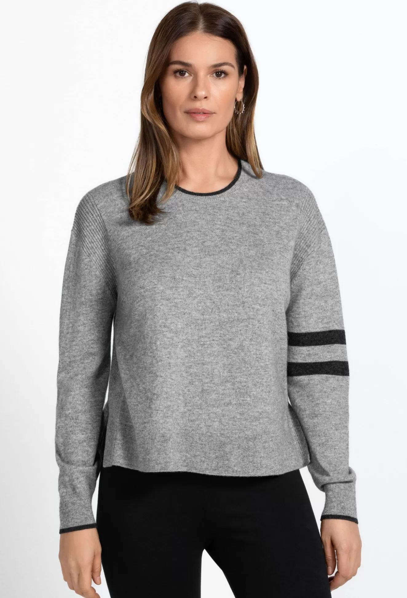 Outerwear>Johnny Was Calme Stripe Pullover Heather Grey