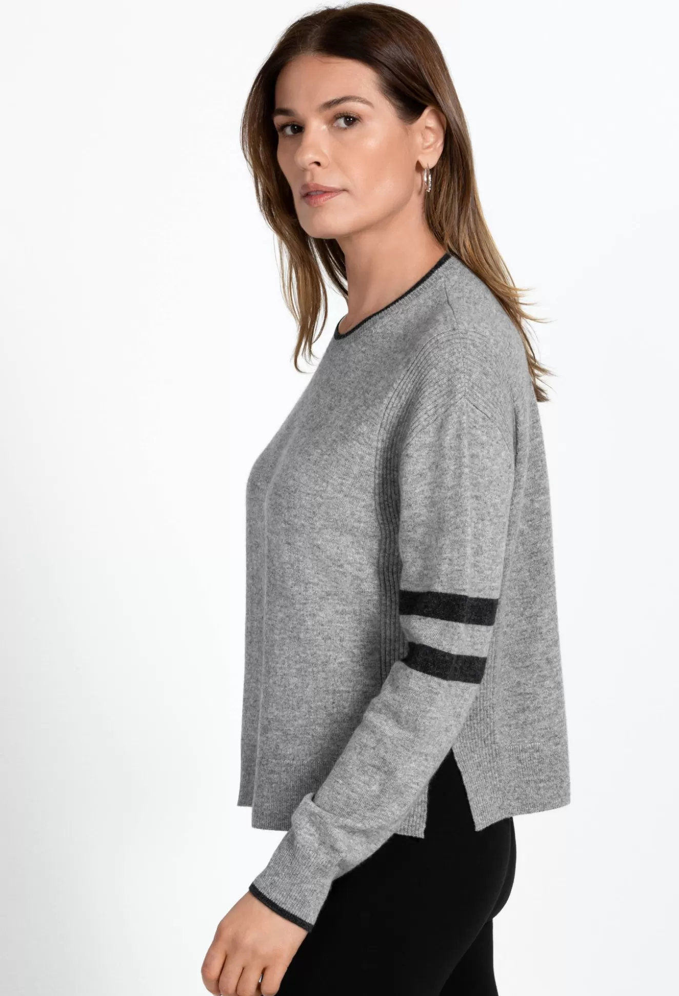 Outerwear>Johnny Was Calme Stripe Pullover Heather Grey