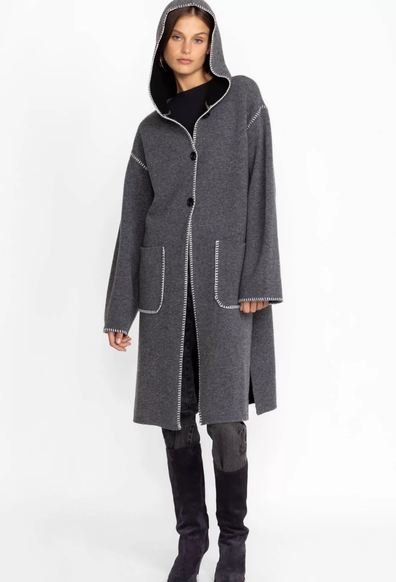 Outerwear>Johnny Was Calme Wool Coat Black