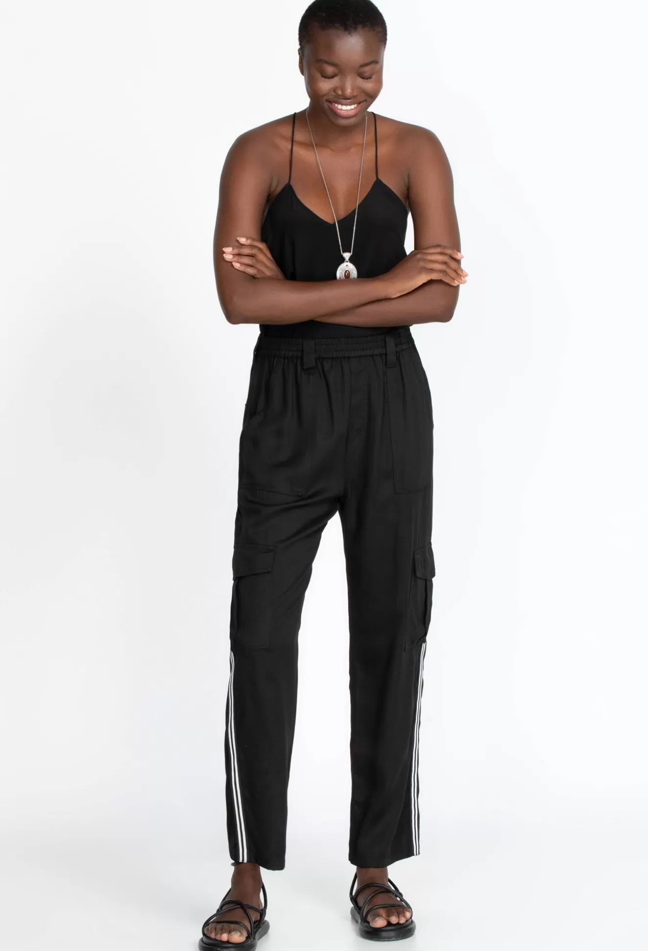 Bottoms>Johnny Was Campo Drawstring Cargo Pant Black