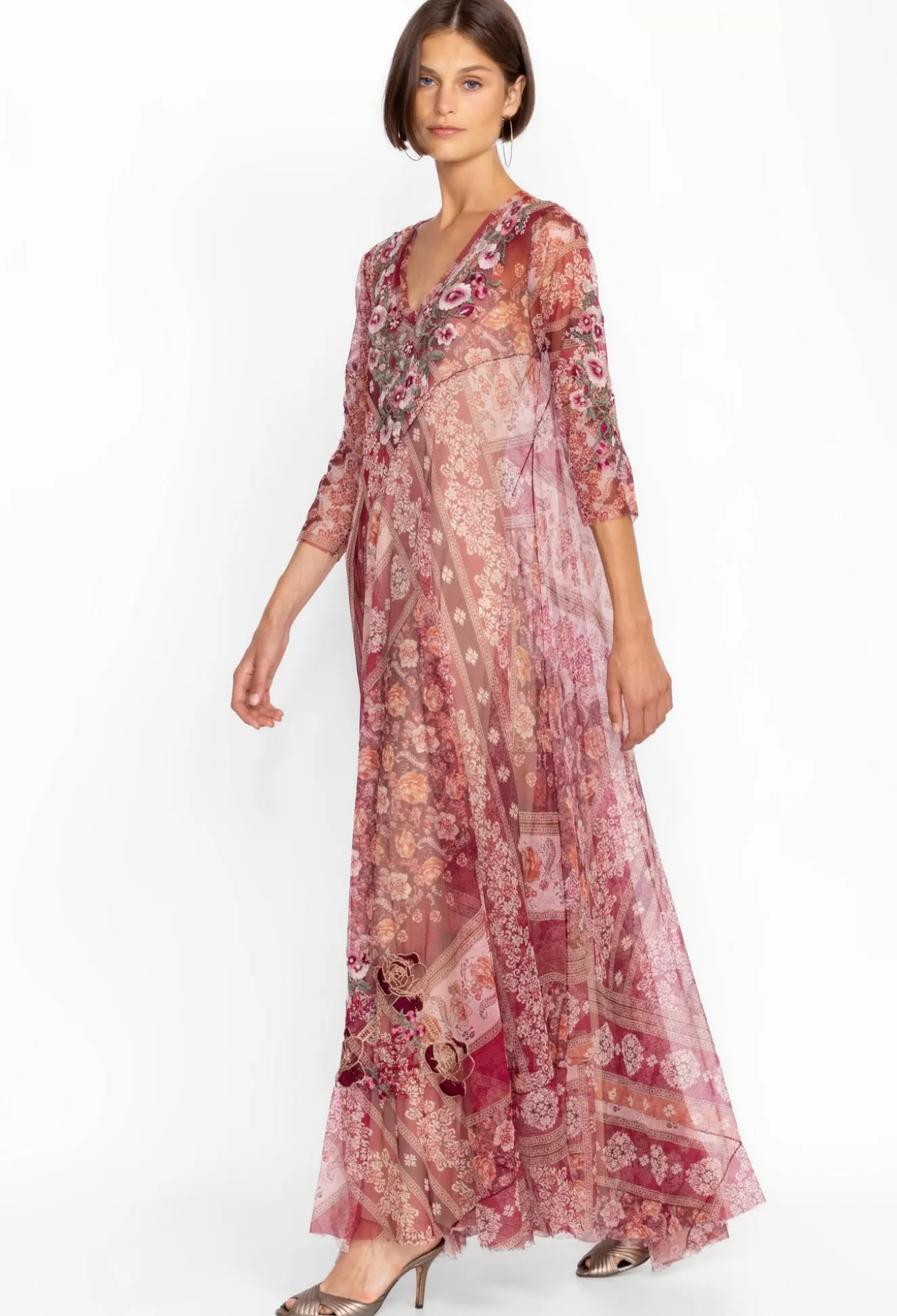 Dresses>Johnny Was Cardinal Mesh Dress (Slip) Multi