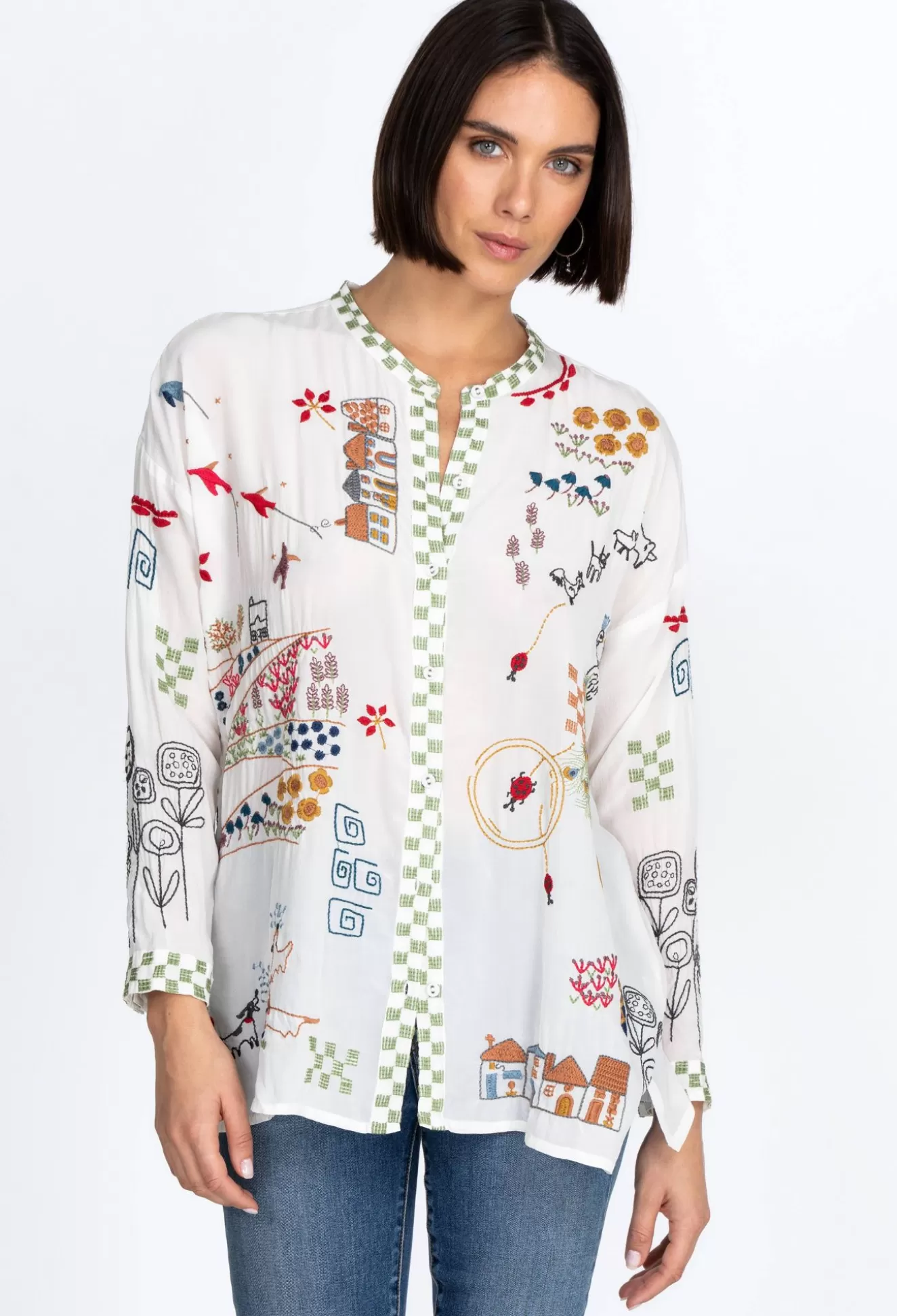 Tops>Johnny Was Cartagena Blouse Natural