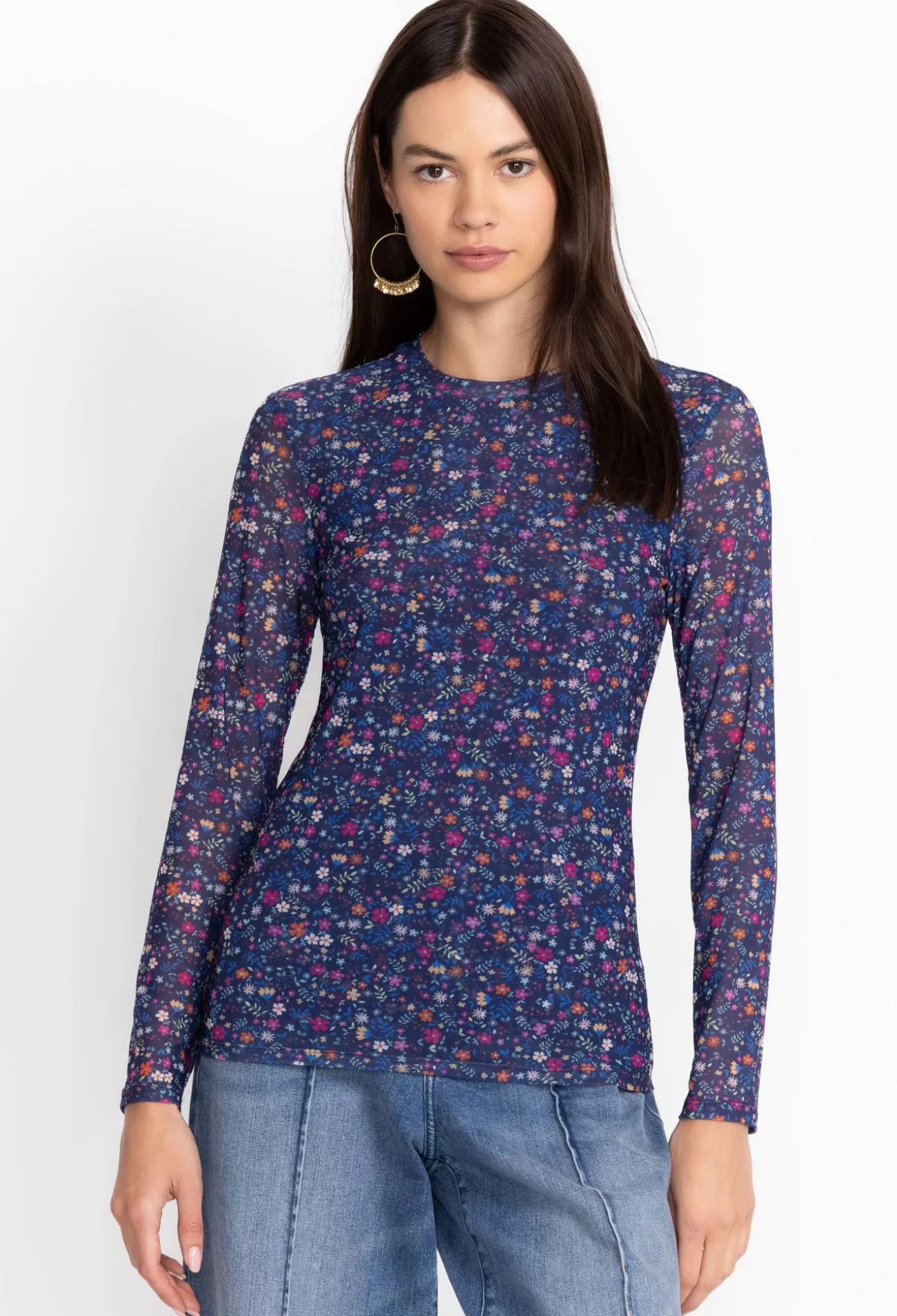 Tops>Johnny Was Catalina Mesh Tee Multi