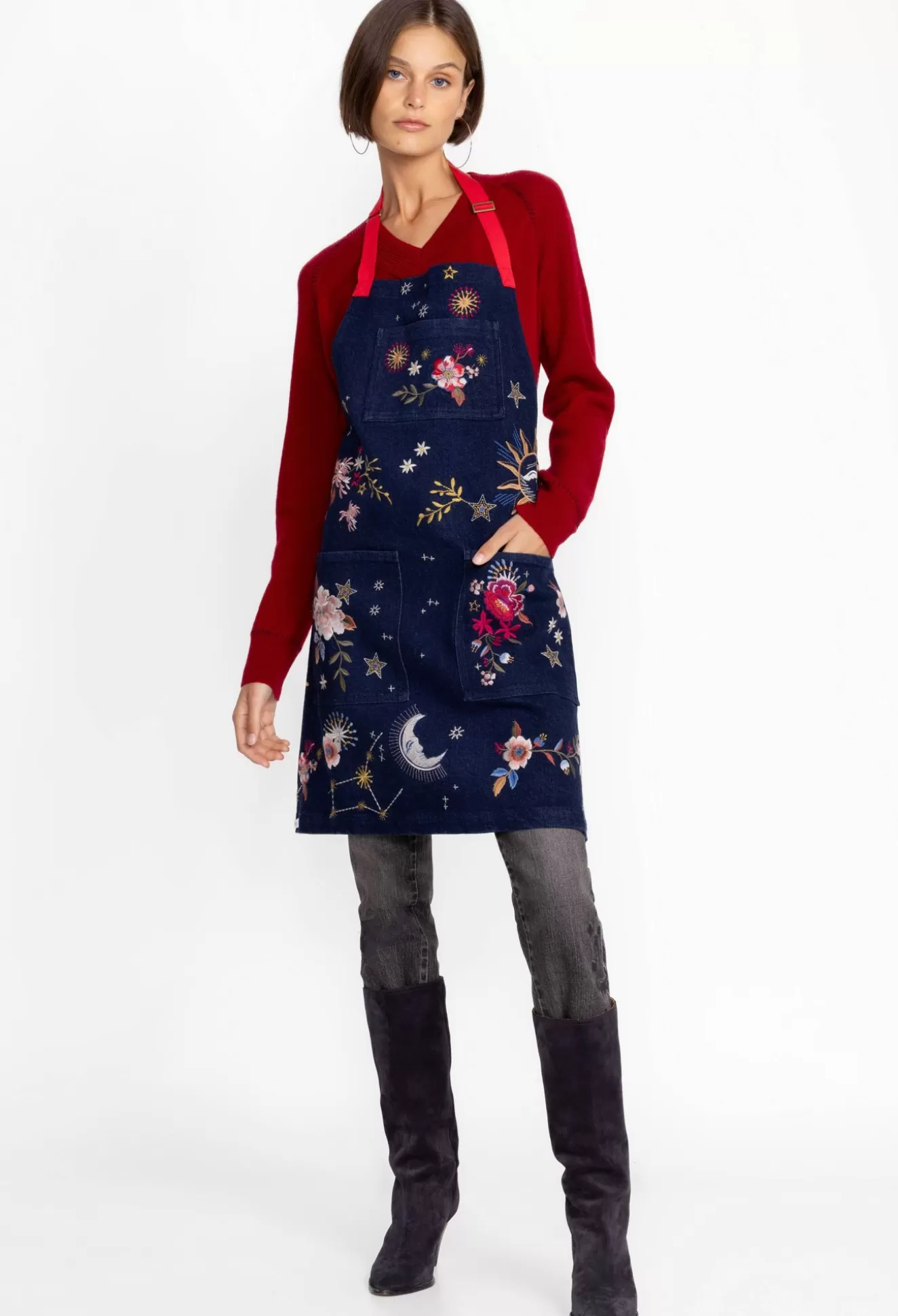 Home Accessories>Johnny Was Celestin Moon Denim Apron Blue