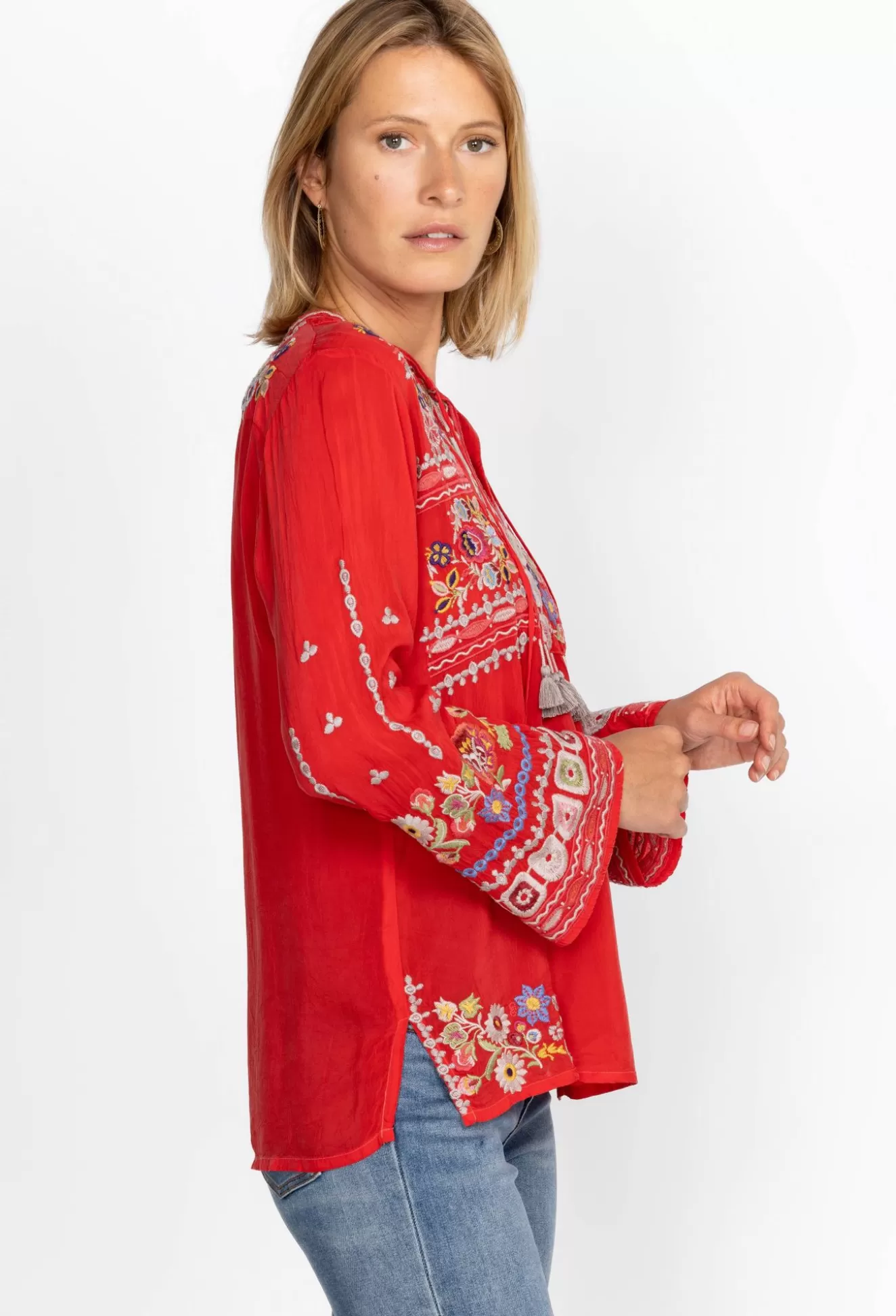 Tops>Johnny Was Coriander Blouse Sanded Black