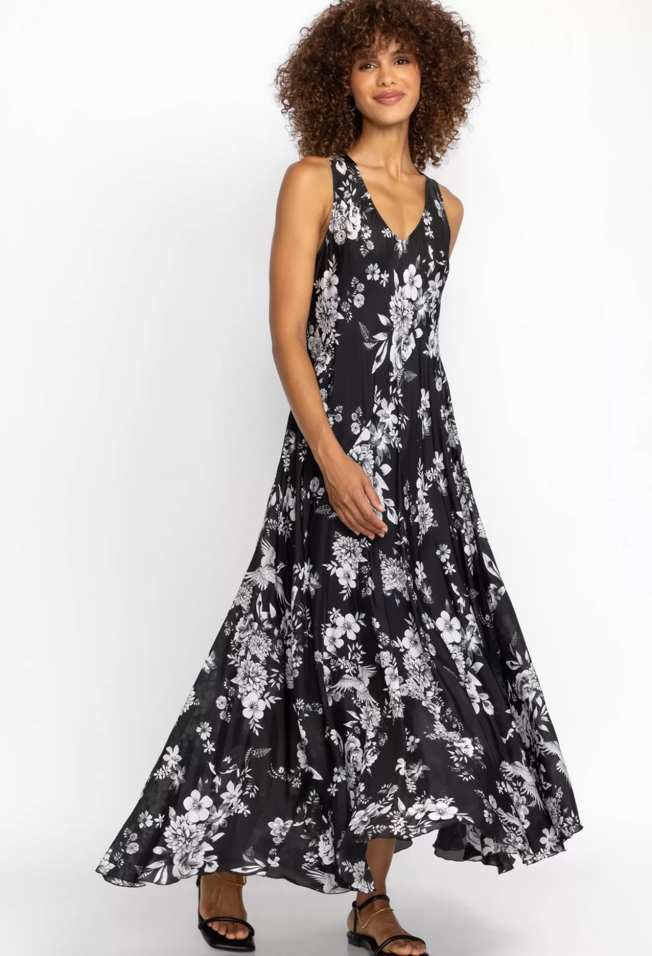 Dresses>Johnny Was Dreamer Silk Bias Dress Charcoal Dreamer