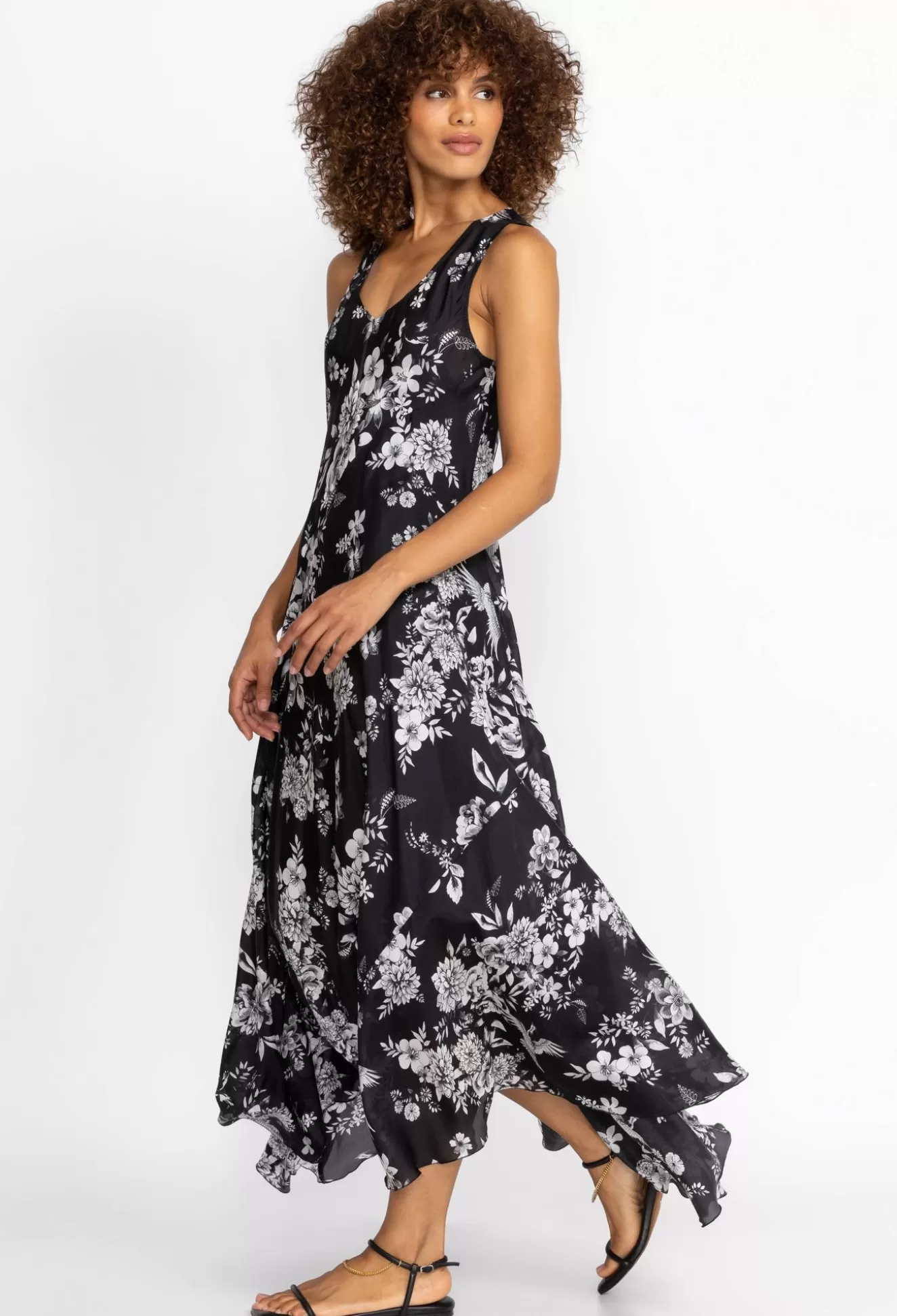 Dresses>Johnny Was Dreamer Silk Bias Dress Charcoal Dreamer