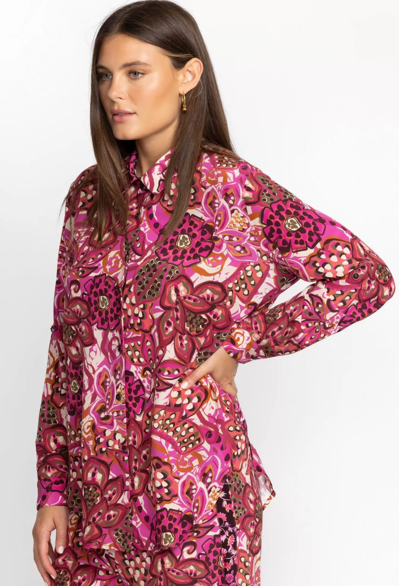 Tops>Johnny Was Dreams Of Vivanna Silk Shirt Multi
