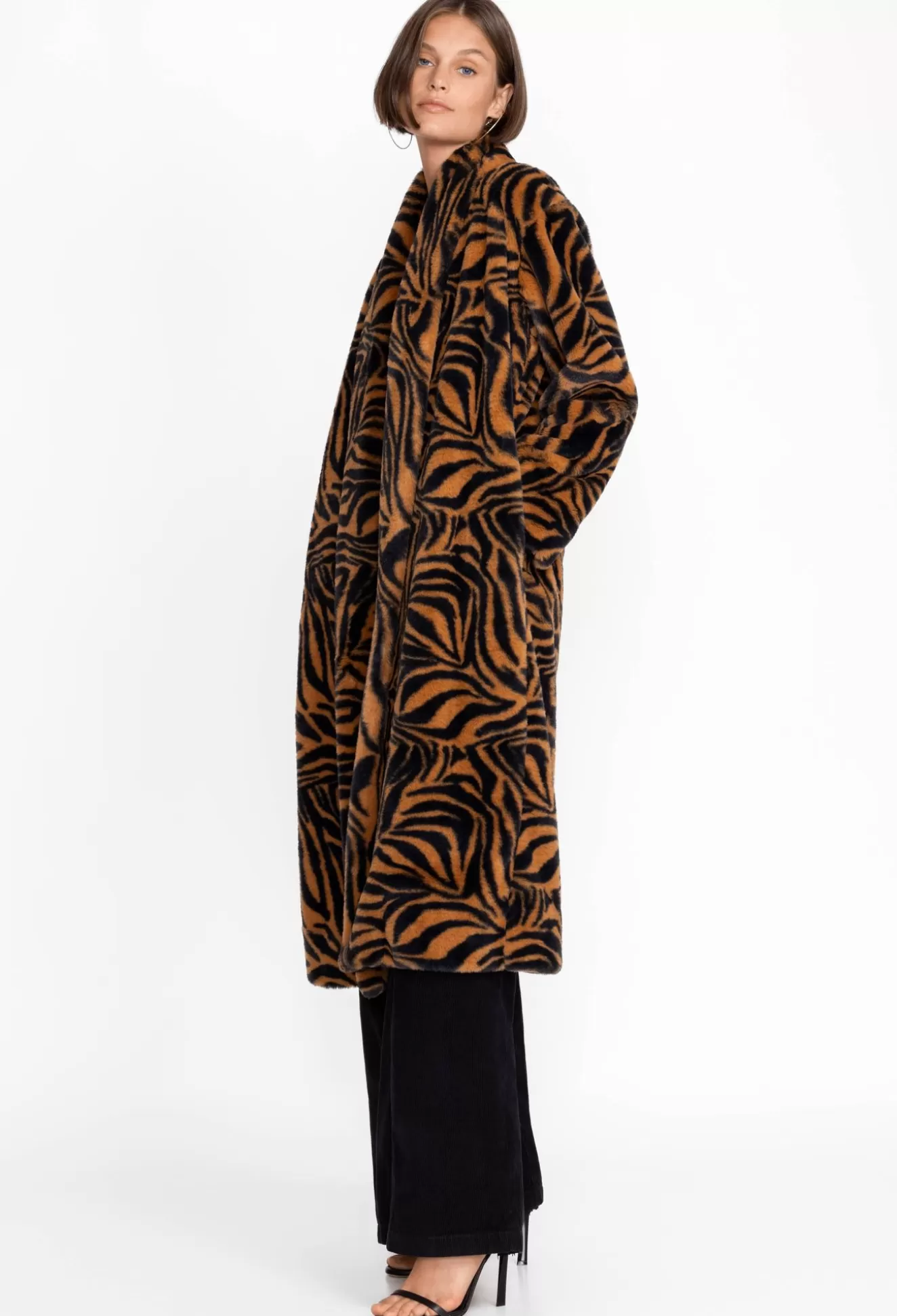Outerwear>Johnny Was Faux Fur Long Coat Sonora