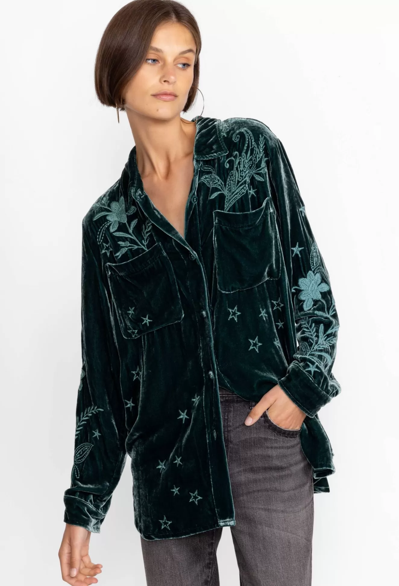 Outerwear>Johnny Was Frankie Velvet Chore Jacket Ponderosa Pine
