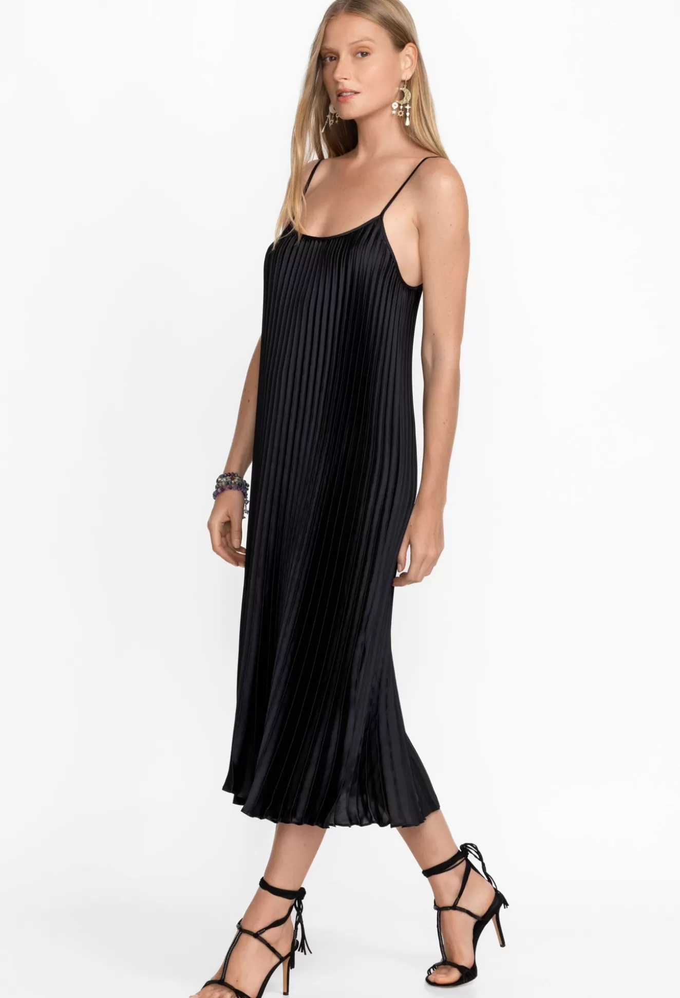 Dresses>Johnny Was Gemma Pleated Midi Dress Black