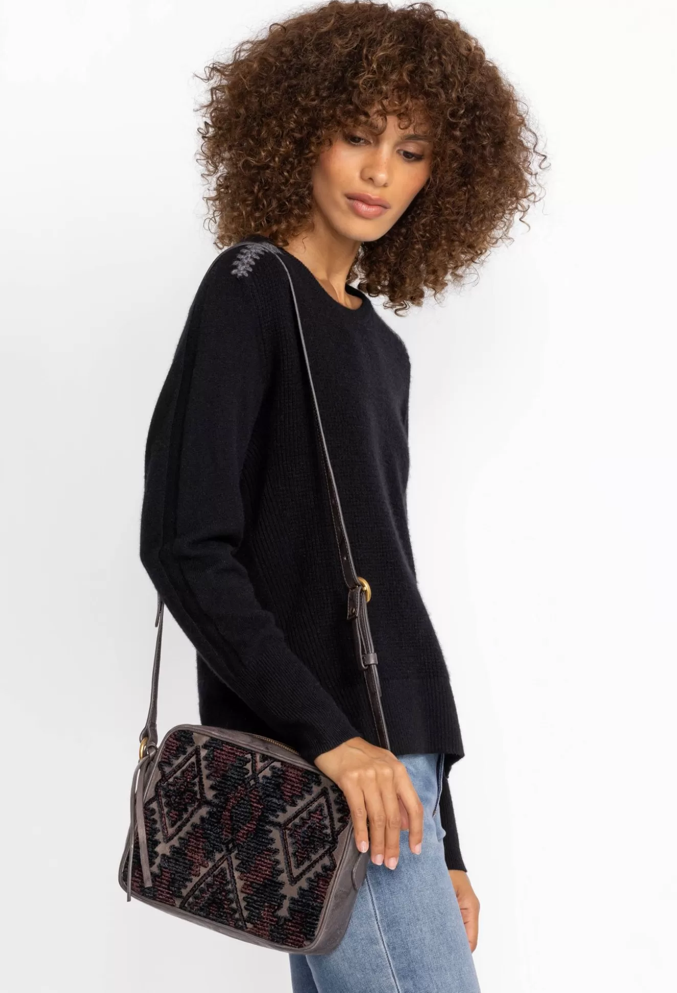 Handbags>Johnny Was Gia Jaquard Crossbody Espresso