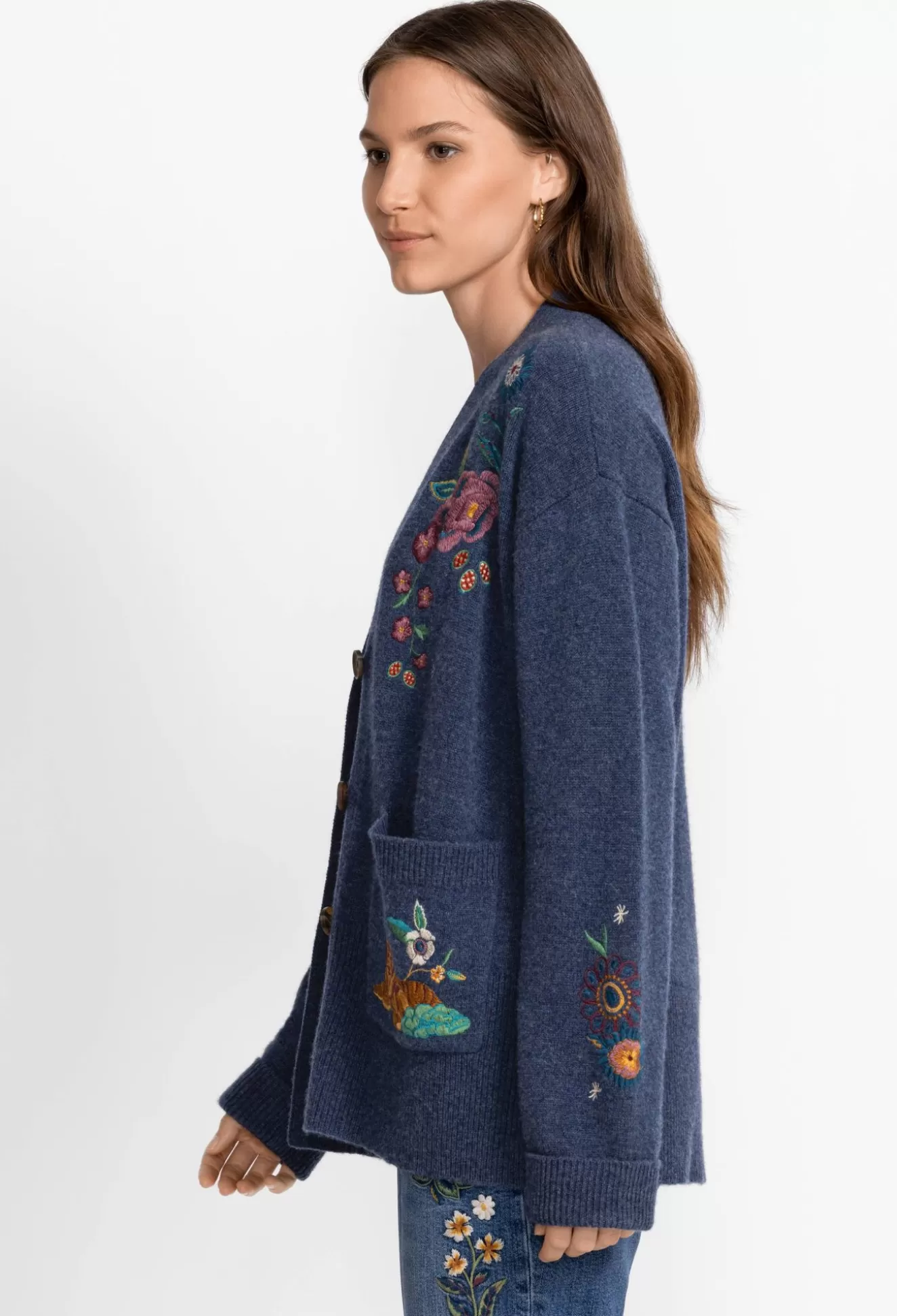Tops>Johnny Was Griffin Cardigan Blue