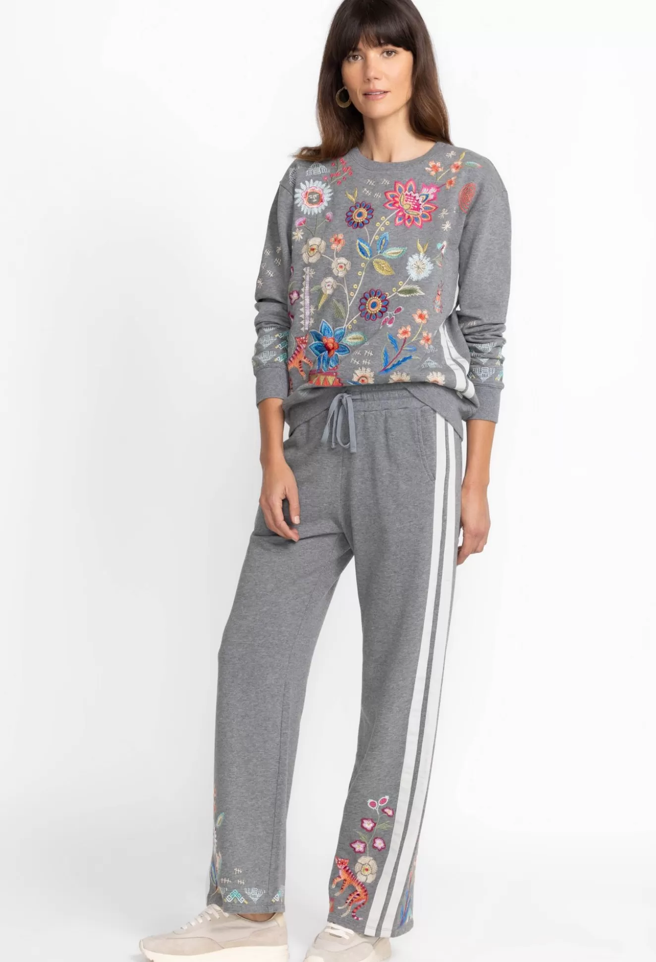 Bottoms>Johnny Was Griffin Wide Leg Ribbon Pant Dark Heather