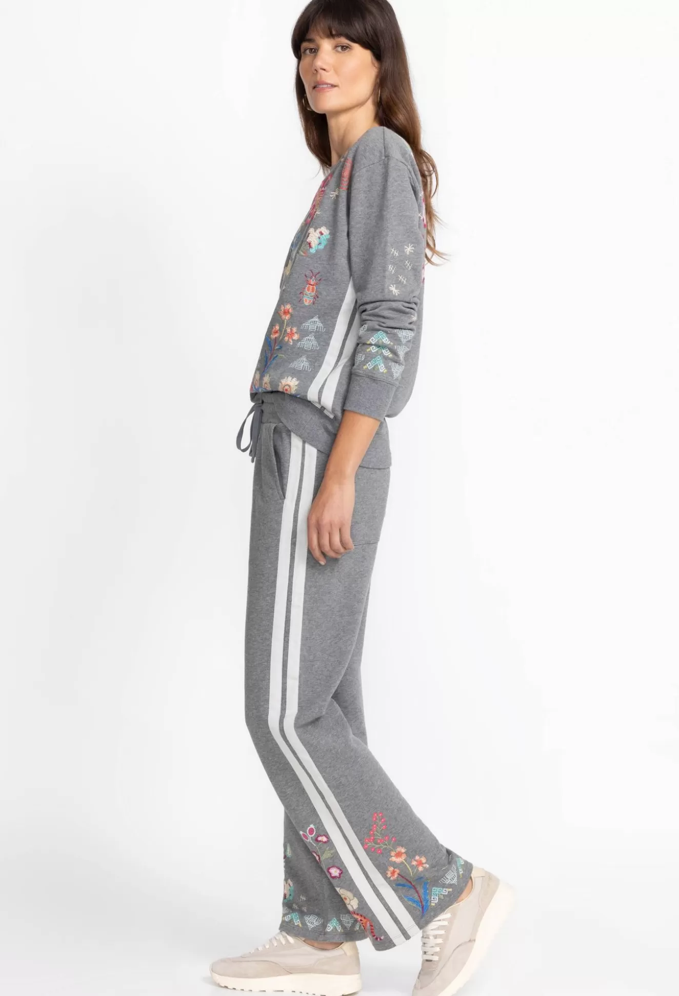 Bottoms>Johnny Was Griffin Wide Leg Ribbon Pant Dark Heather