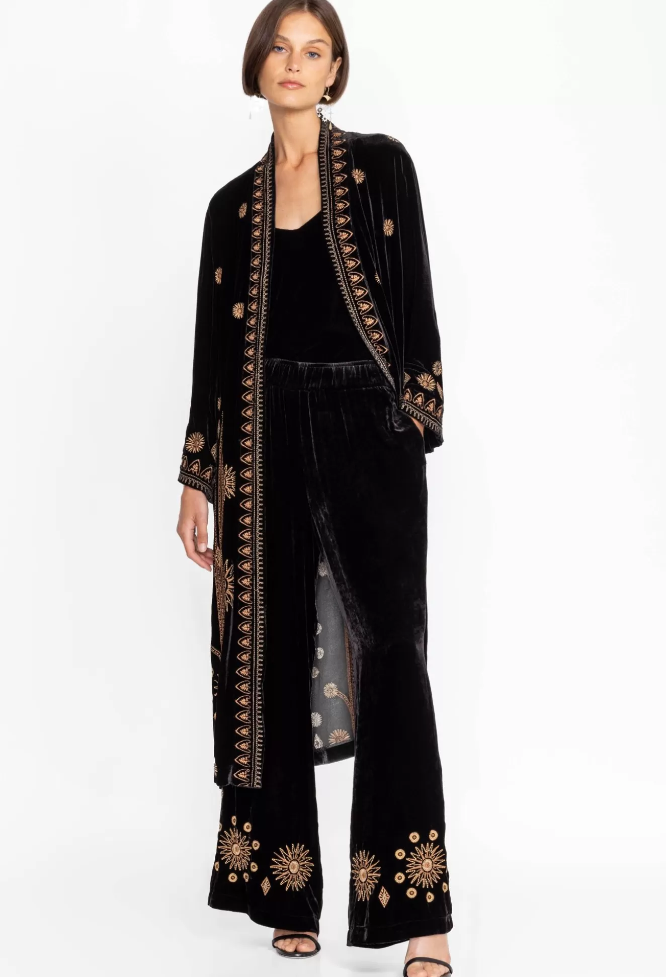 Kimonos>Johnny Was Heidi Velvet Kimono Coat Black