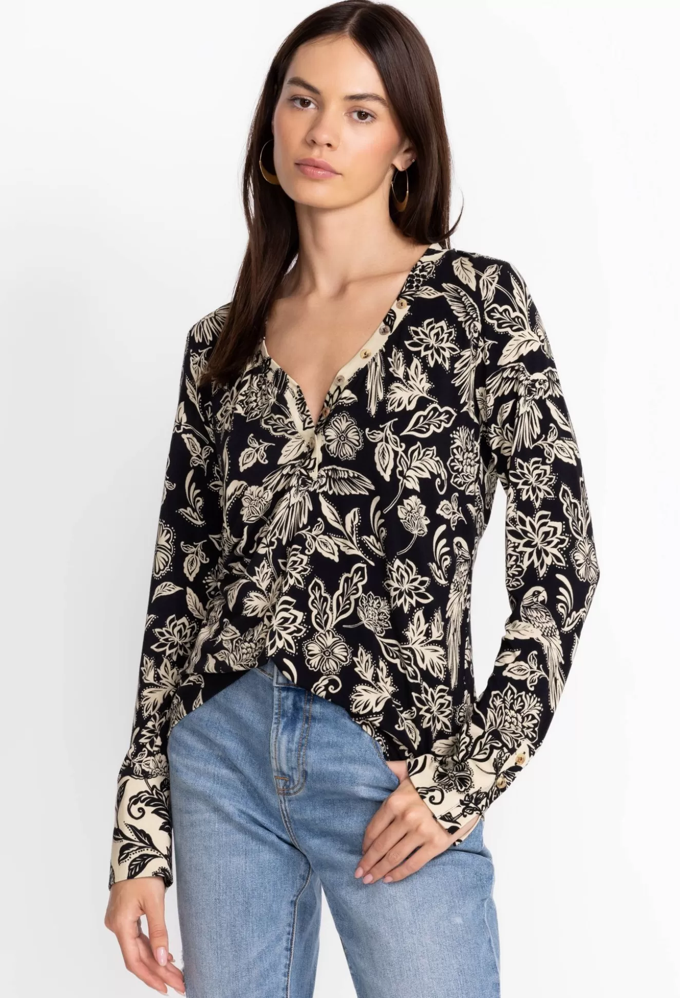 Tops>Johnny Was Henley Top Noah