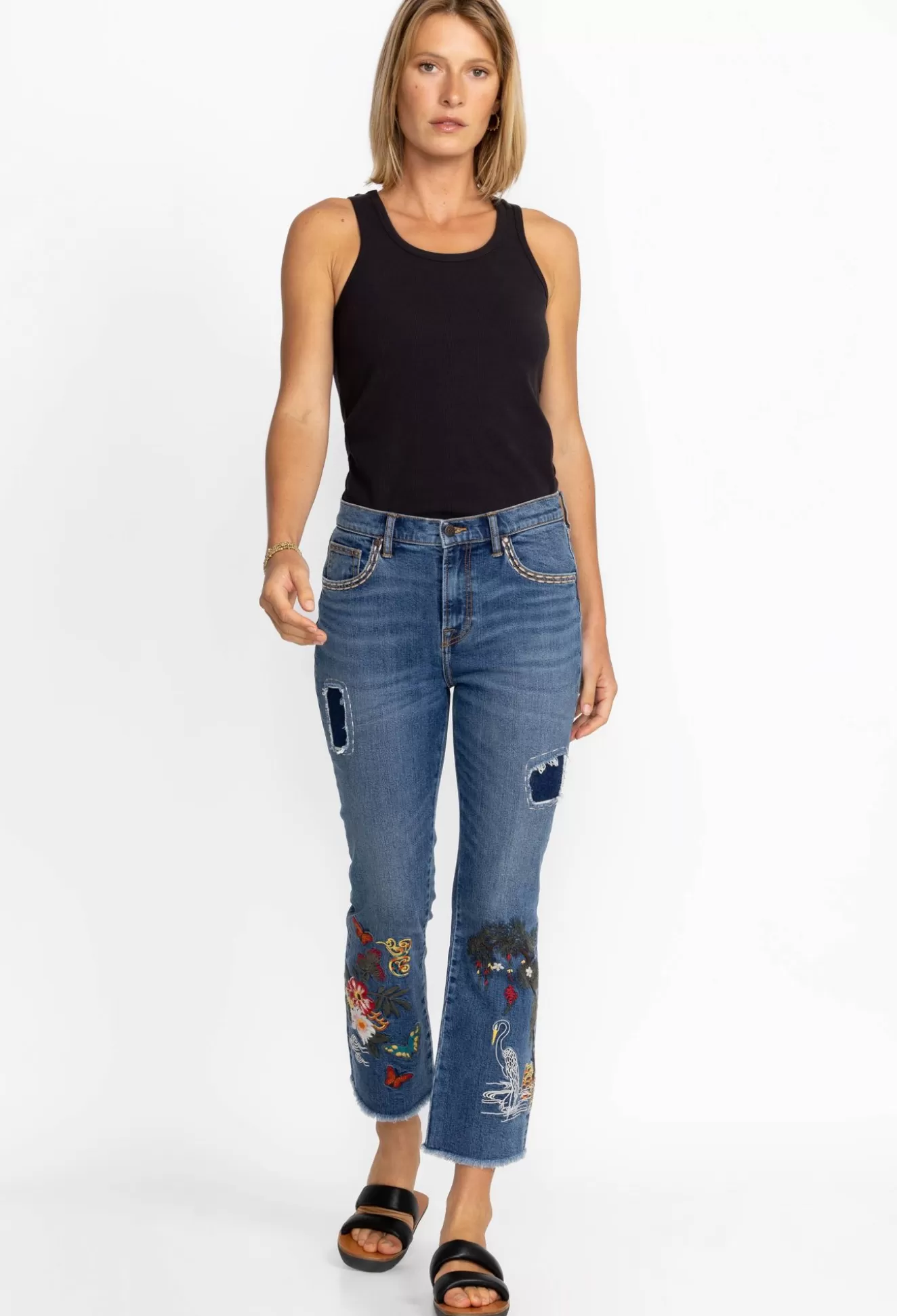 Bottoms>Johnny Was Heron Cropped Baby Boot Jean Vintage Aged Wash