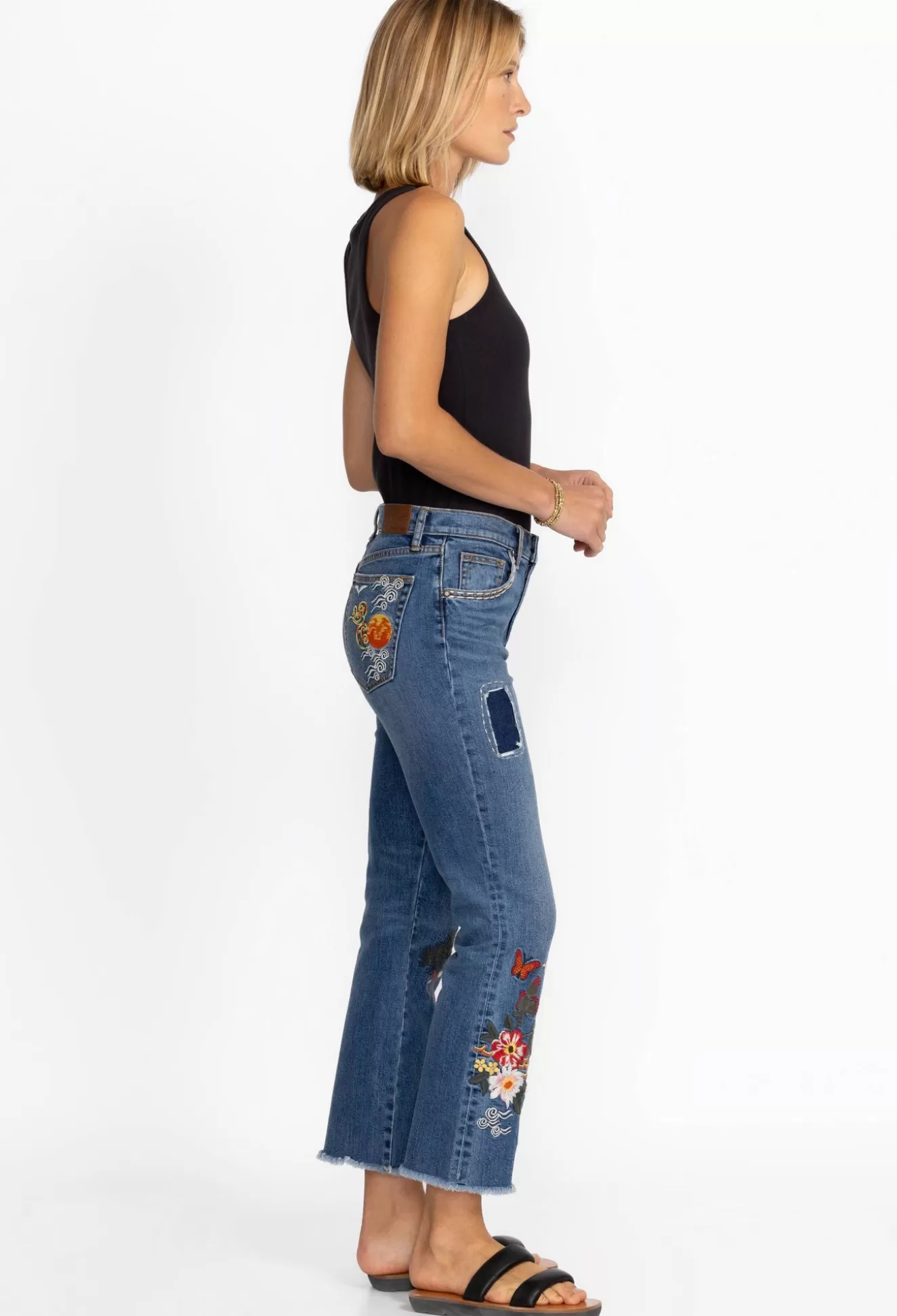 Bottoms>Johnny Was Heron Cropped Baby Boot Jean Vintage Aged Wash