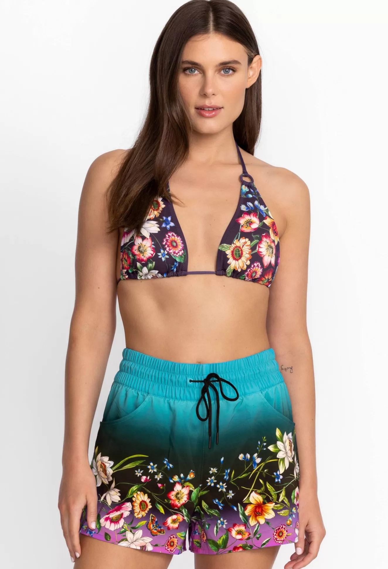 Swim & Resort>Johnny Was High Waist Board Short Ombre Garden