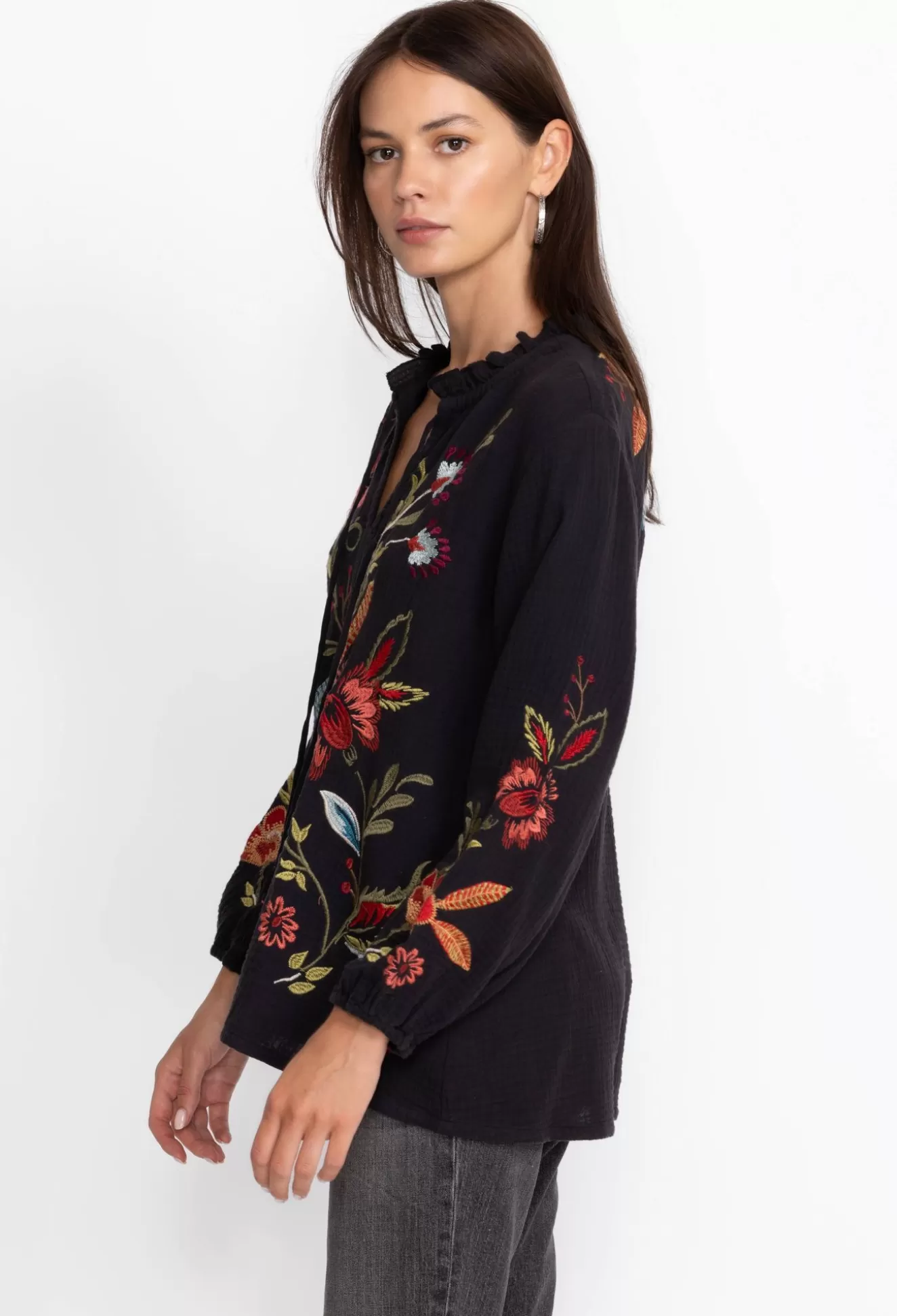 Tops>Johnny Was Isabella Field Blouse Black