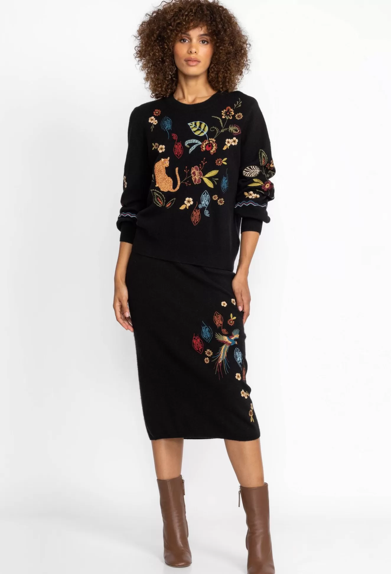 Bottoms>Johnny Was Isabella Sweater Skirt Black