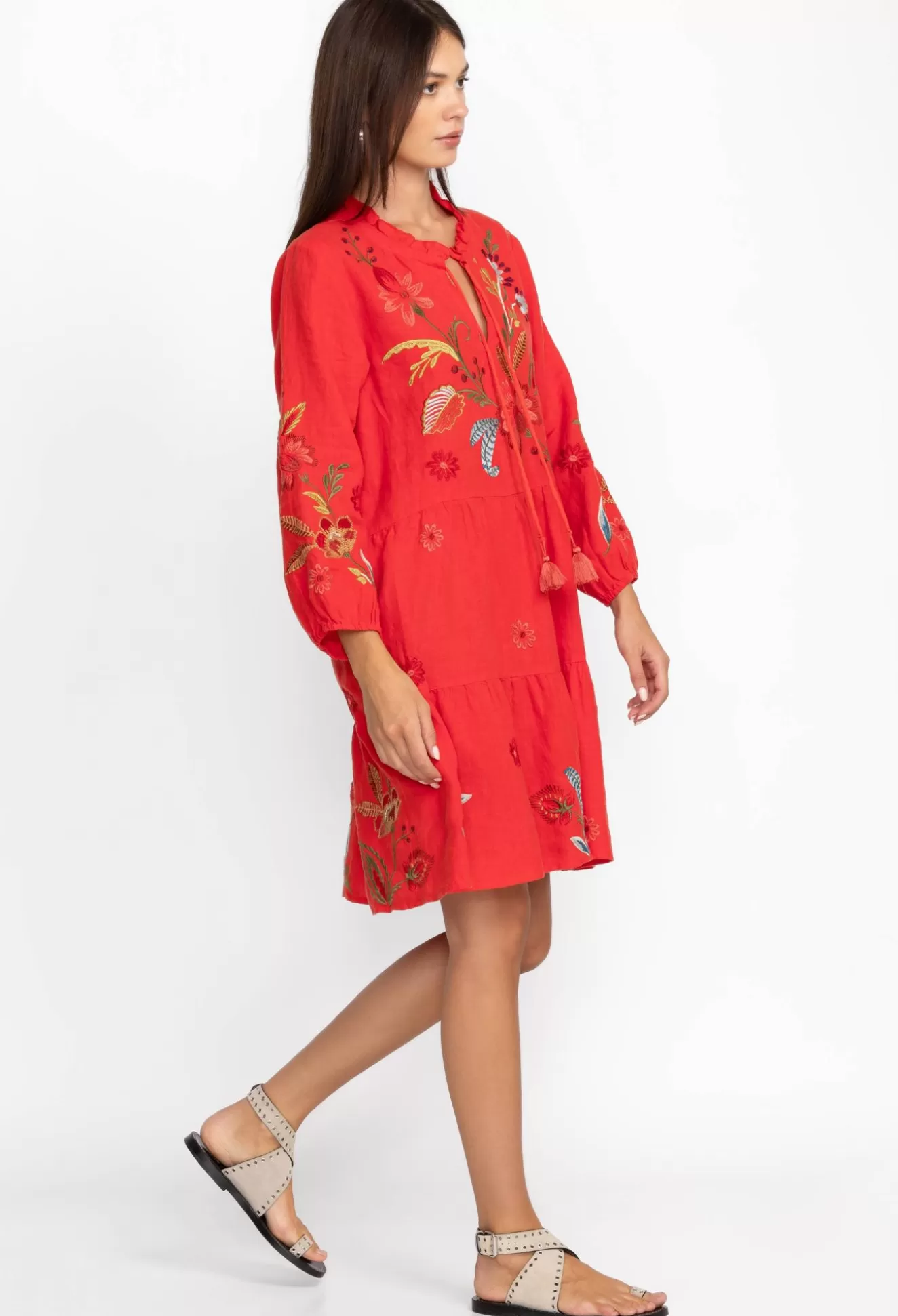 Dresses>Johnny Was Isabella Tiered Field Dress Molten Lava