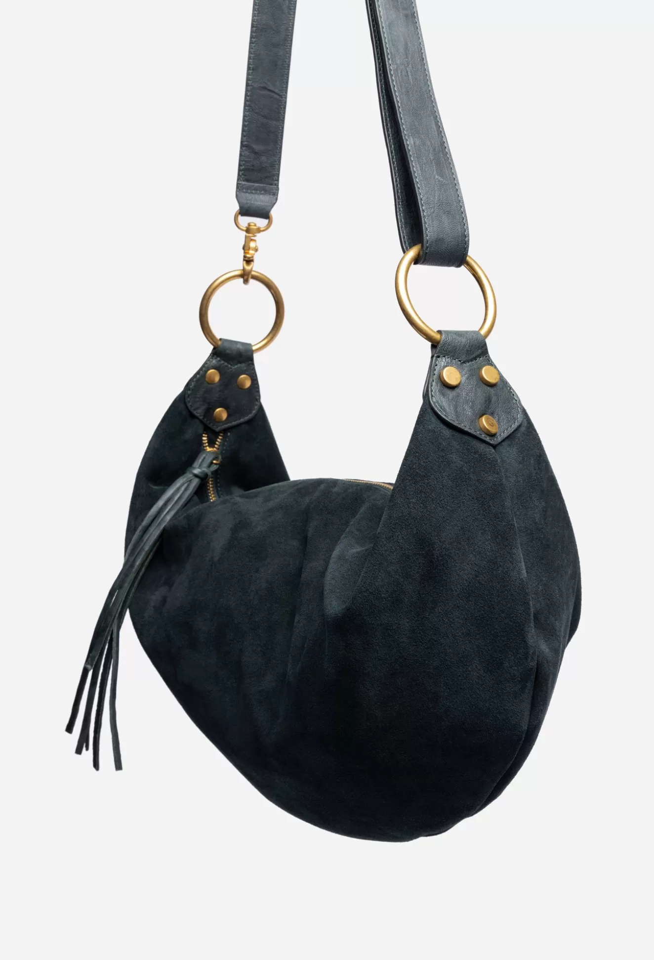 Handbags>Johnny Was Italian Suede Faithful Bag Dunkel