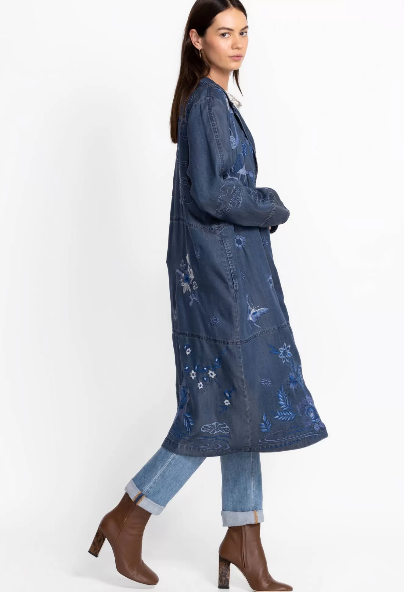 Outerwear>Johnny Was Jazmine Duster Coat Denim Blue