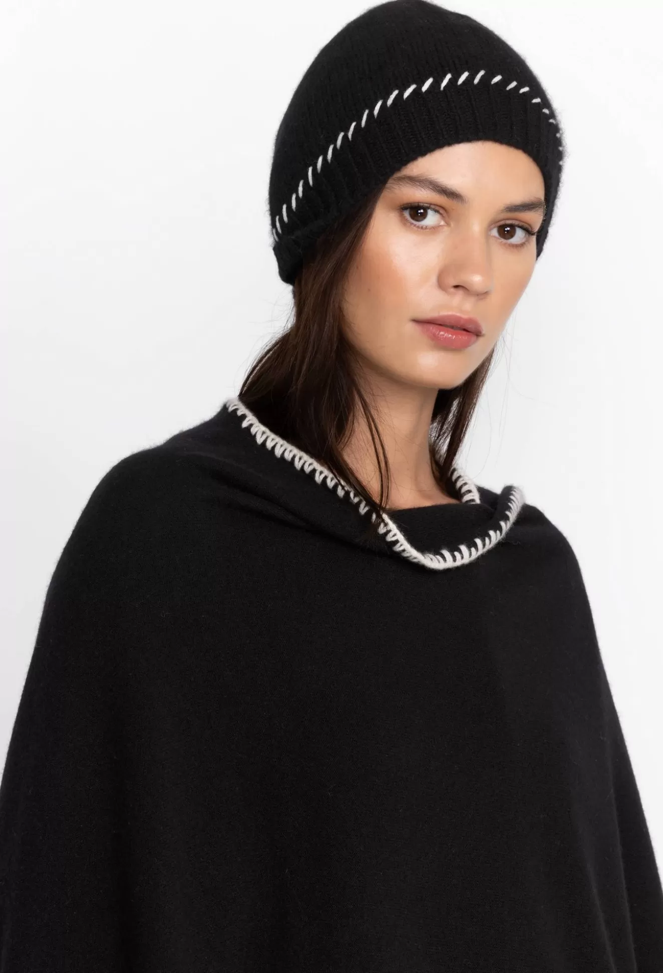 Fashion Accessories>Johnny Was Jw Whipstitch Beanie Black