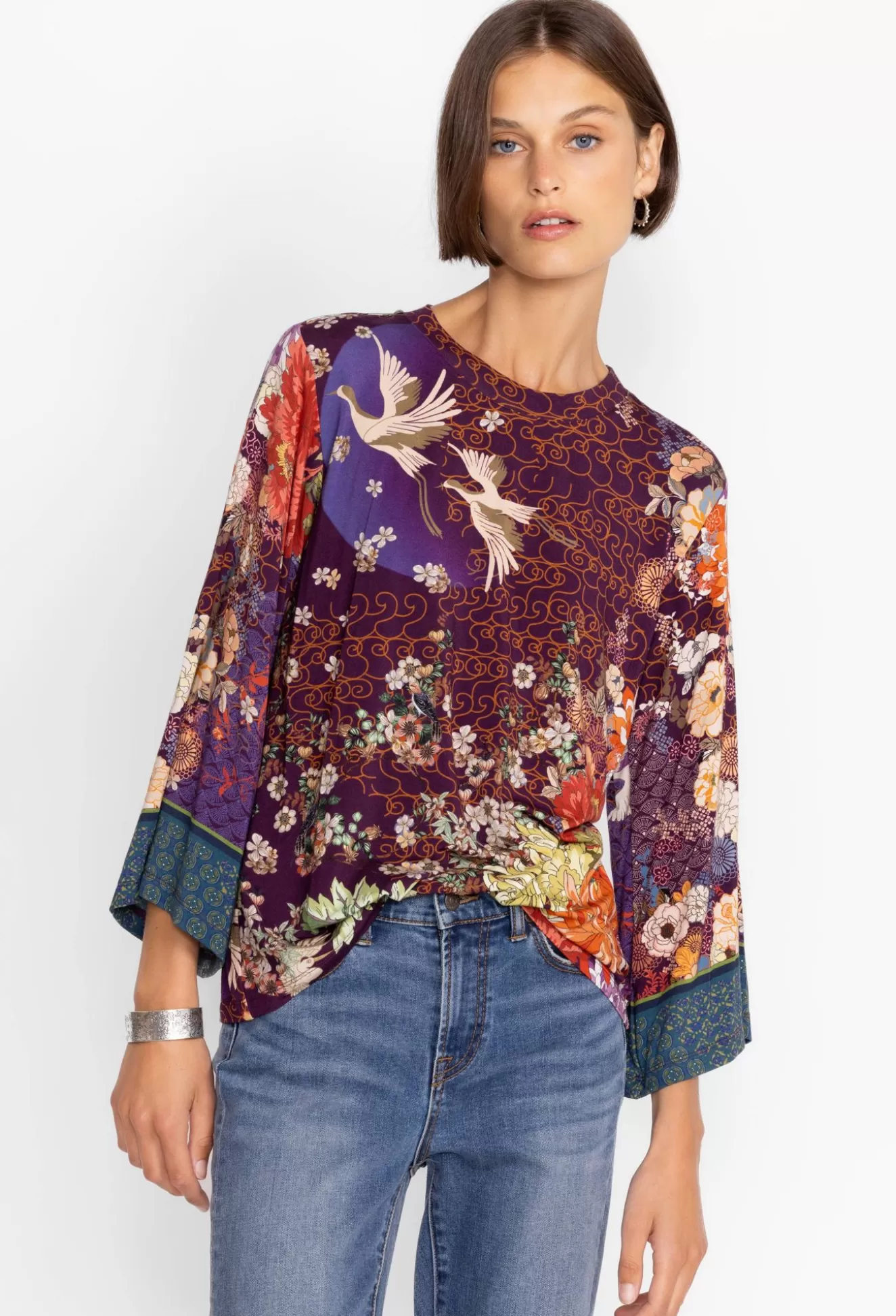 Tops>Johnny Was Kimono Sleeve Tee Phoenix