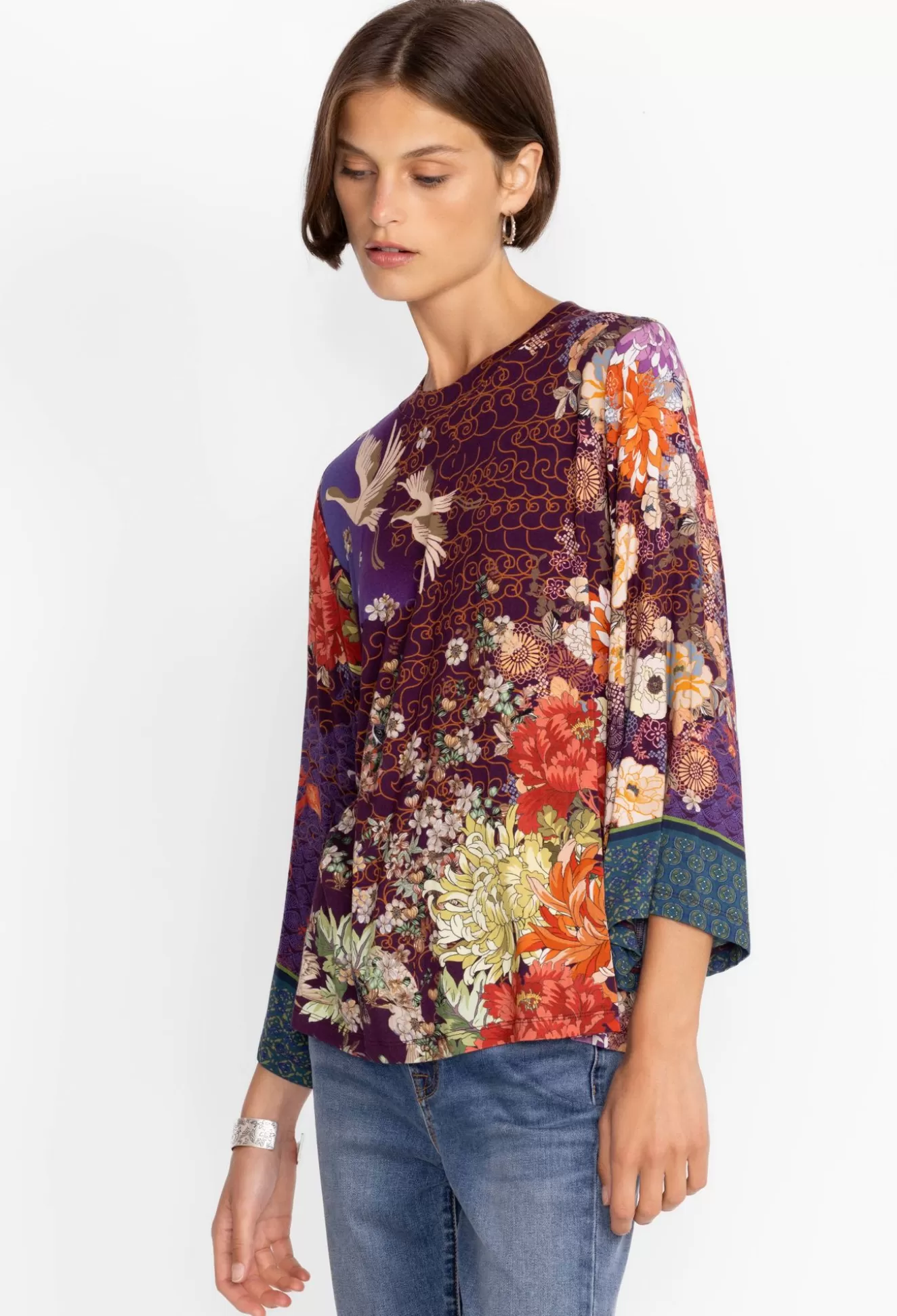 Tops>Johnny Was Kimono Sleeve Tee Phoenix