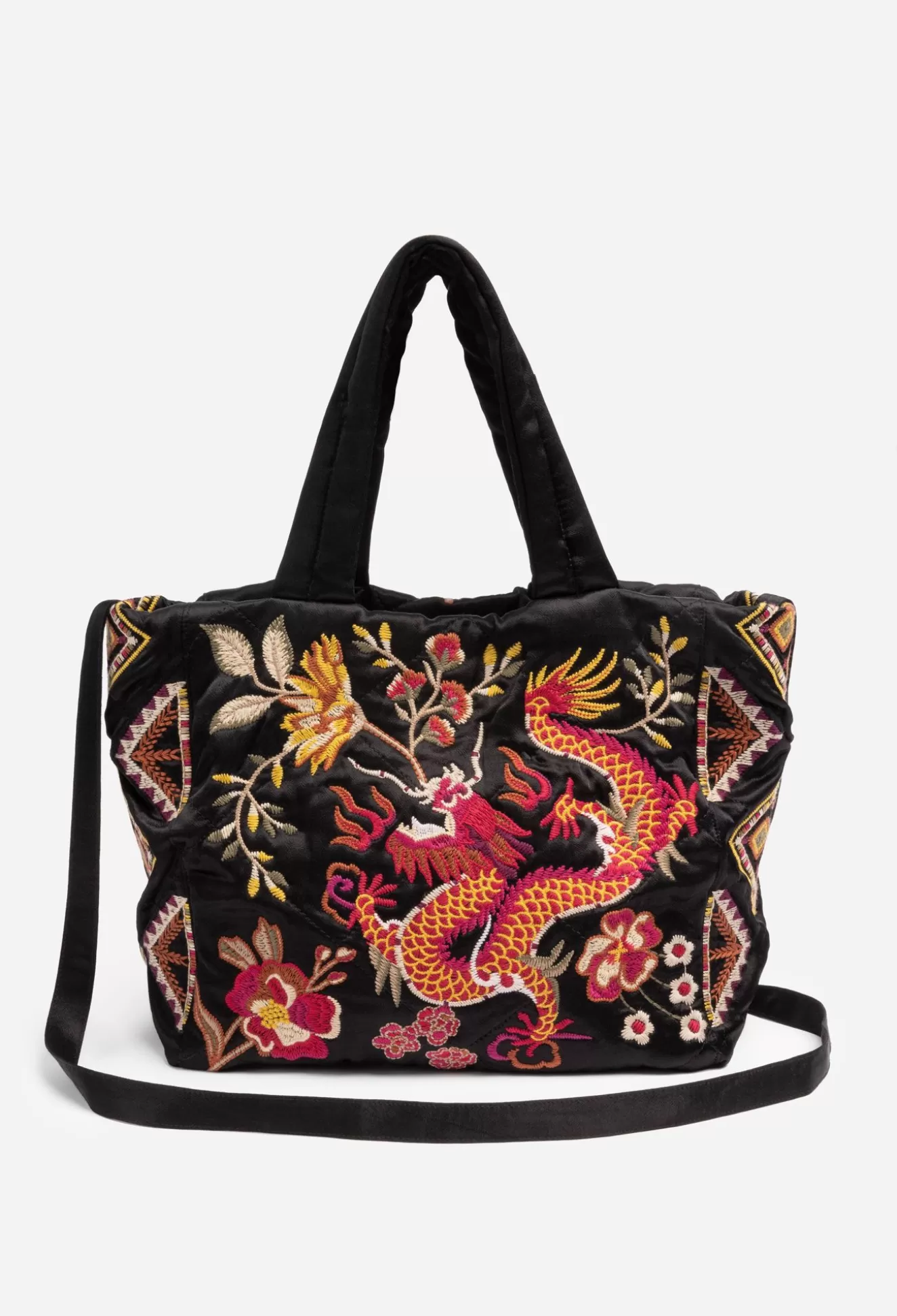 Handbags>Johnny Was Lilith Quilted Satin Tote Black