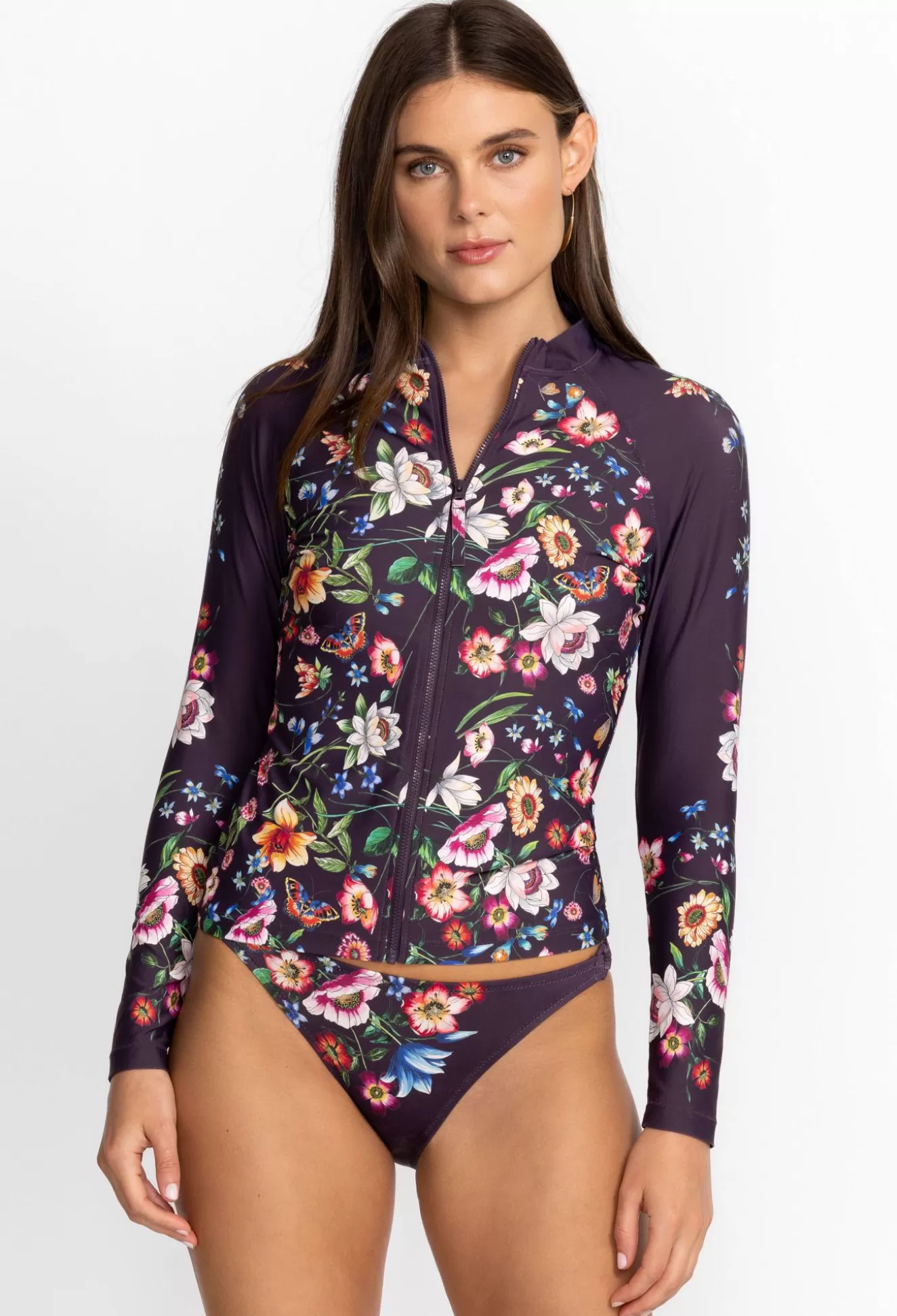 Swim & Resort>Johnny Was Long Sleeve Surf Shirt Ombre Garden