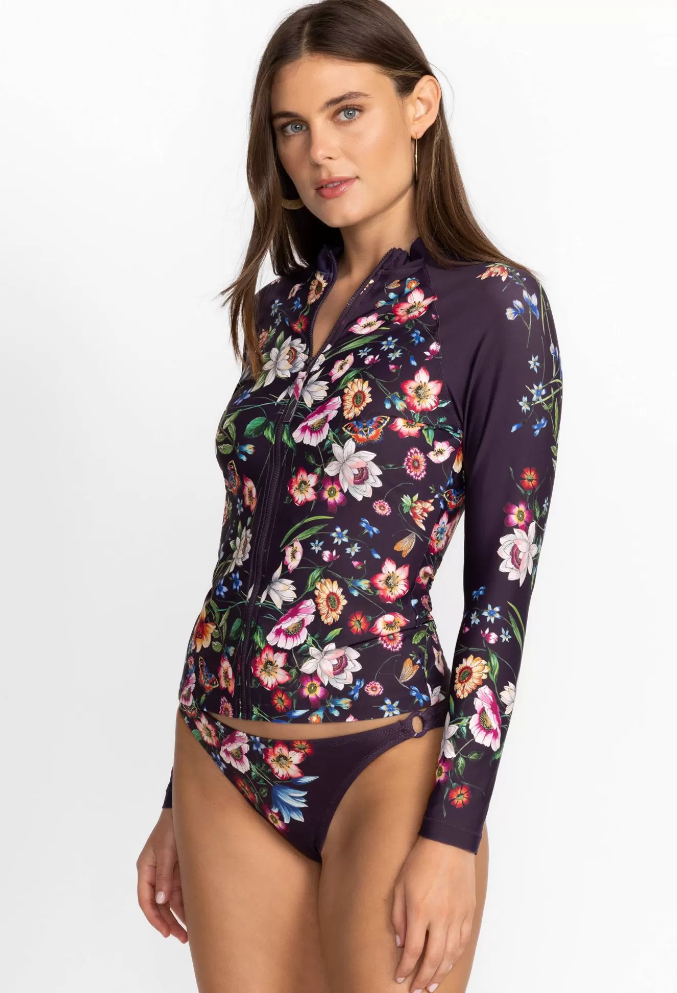 Swim & Resort>Johnny Was Long Sleeve Surf Shirt Ombre Garden
