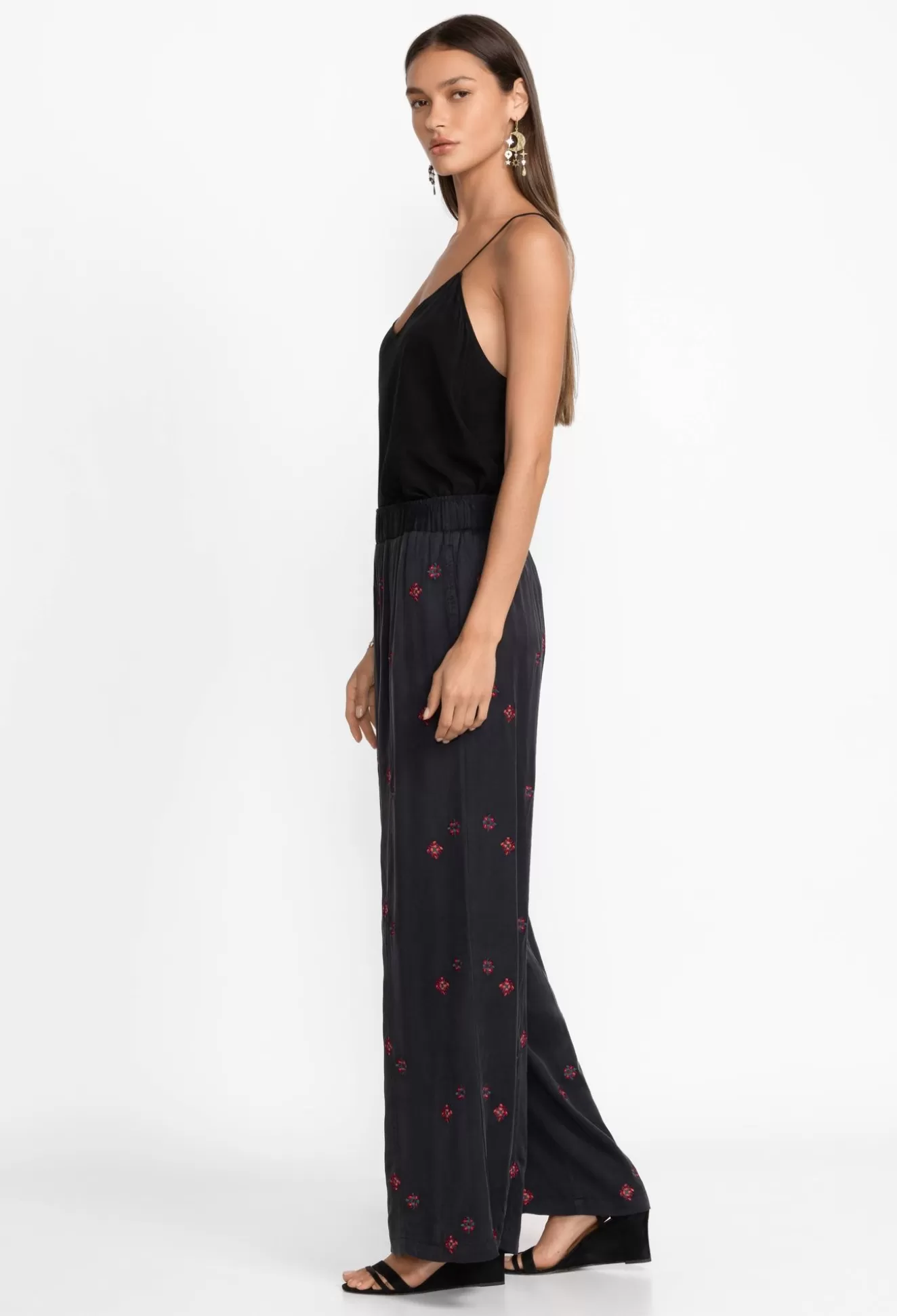 Bottoms>Johnny Was Maxine Seamed Wide Leg Pant Black
