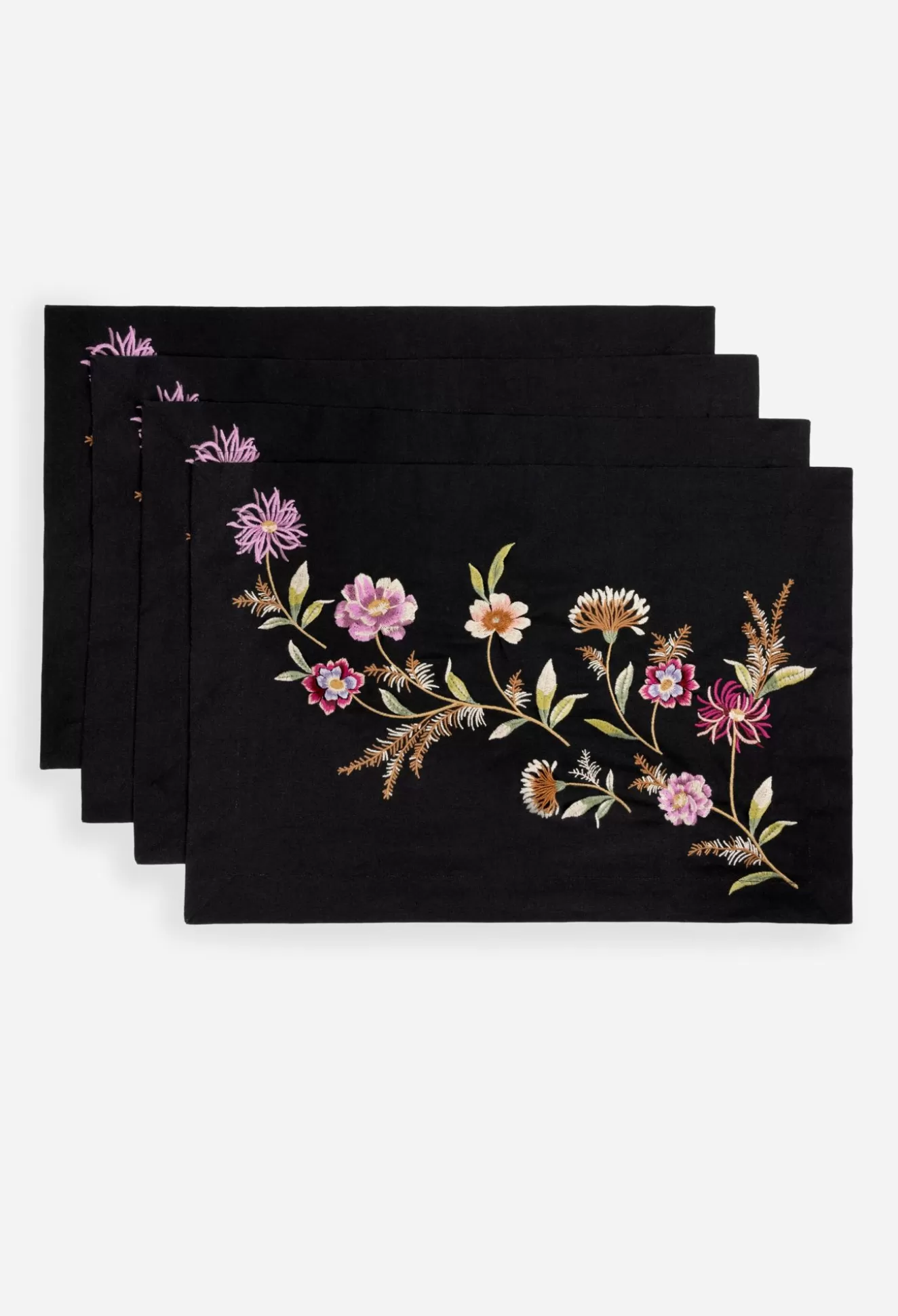 Home Accessories>Johnny Was Meriah Set Of 4 Placemats Black