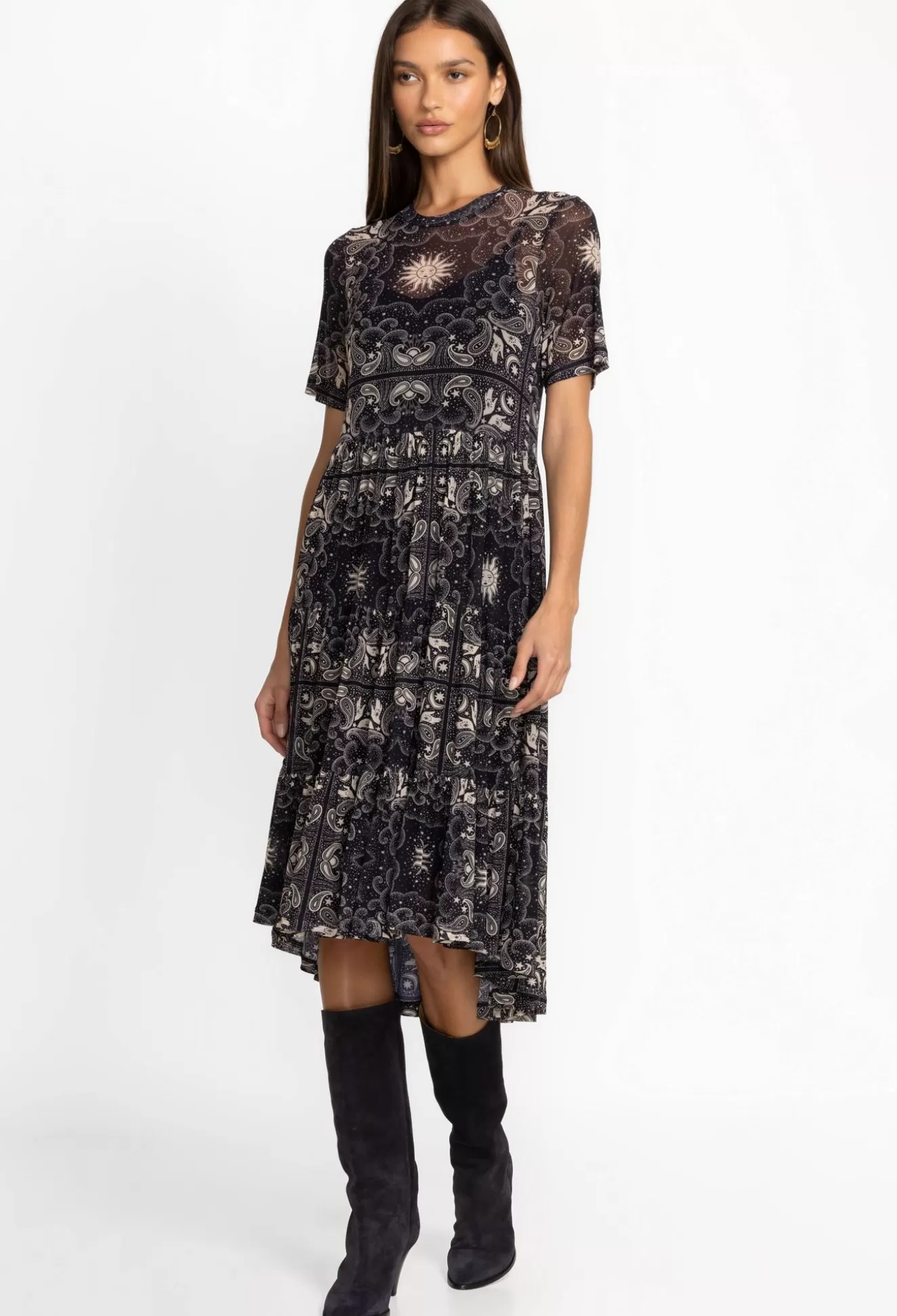 Dresses>Johnny Was Mesh Tiered Dress Runa